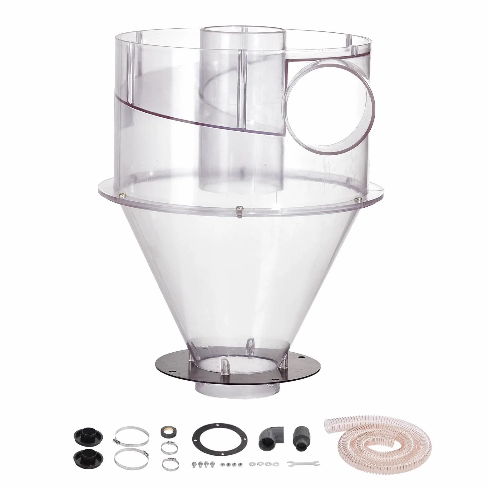 VEVOR Cykloniczny odpylacz ABS 101,6 mm filtr cyklonowy odpylacz z adapterem 50 mm wąż 2 m do odkurzaczy warsztatowych na mokro/sucho pasuje do zbiorników o pojemności 18,9-37,85 l