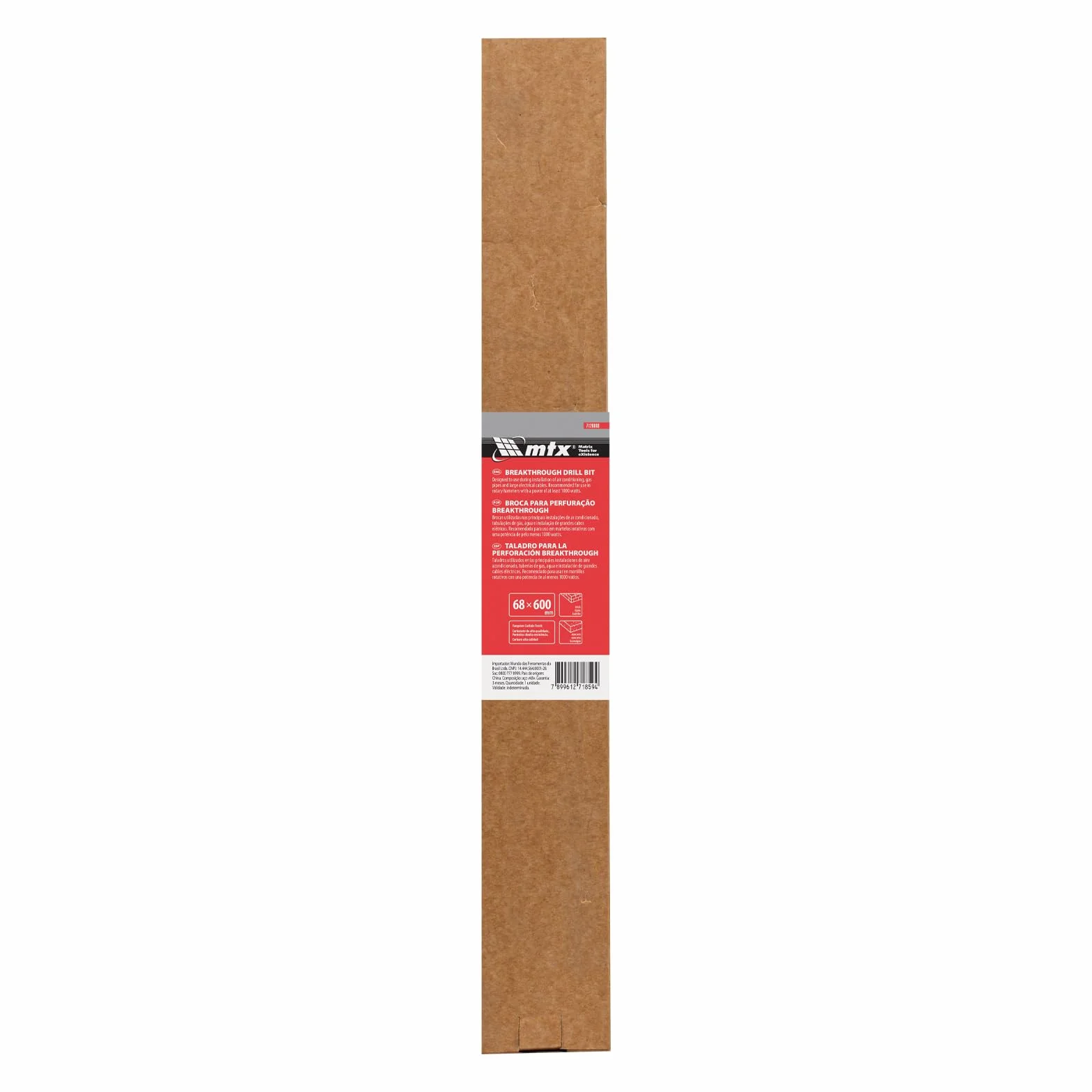 Wiertło przelotowe do betonu, kamienia, cegły, 68x600 mm, SDS-max - MTX