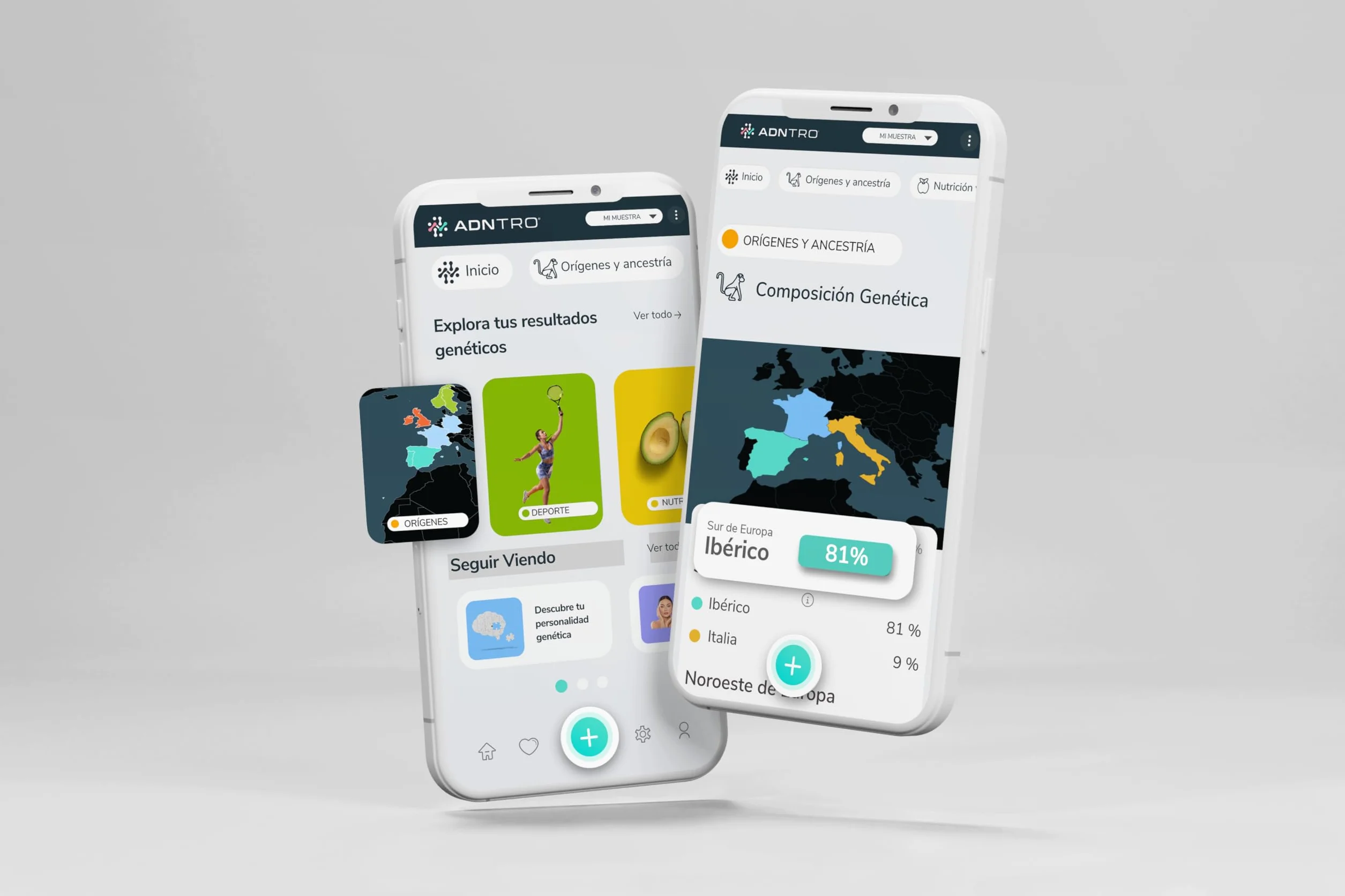 ADNTRO Test genetyczny DNA Online Test zawiera: Pochodzenie i Przodki + Odżywianie, Nietolerancje, Sport, Długowieczność, Ciekawostki, Rozszerzalalny: Zdrowie i Cechy Osobowości (Basic)