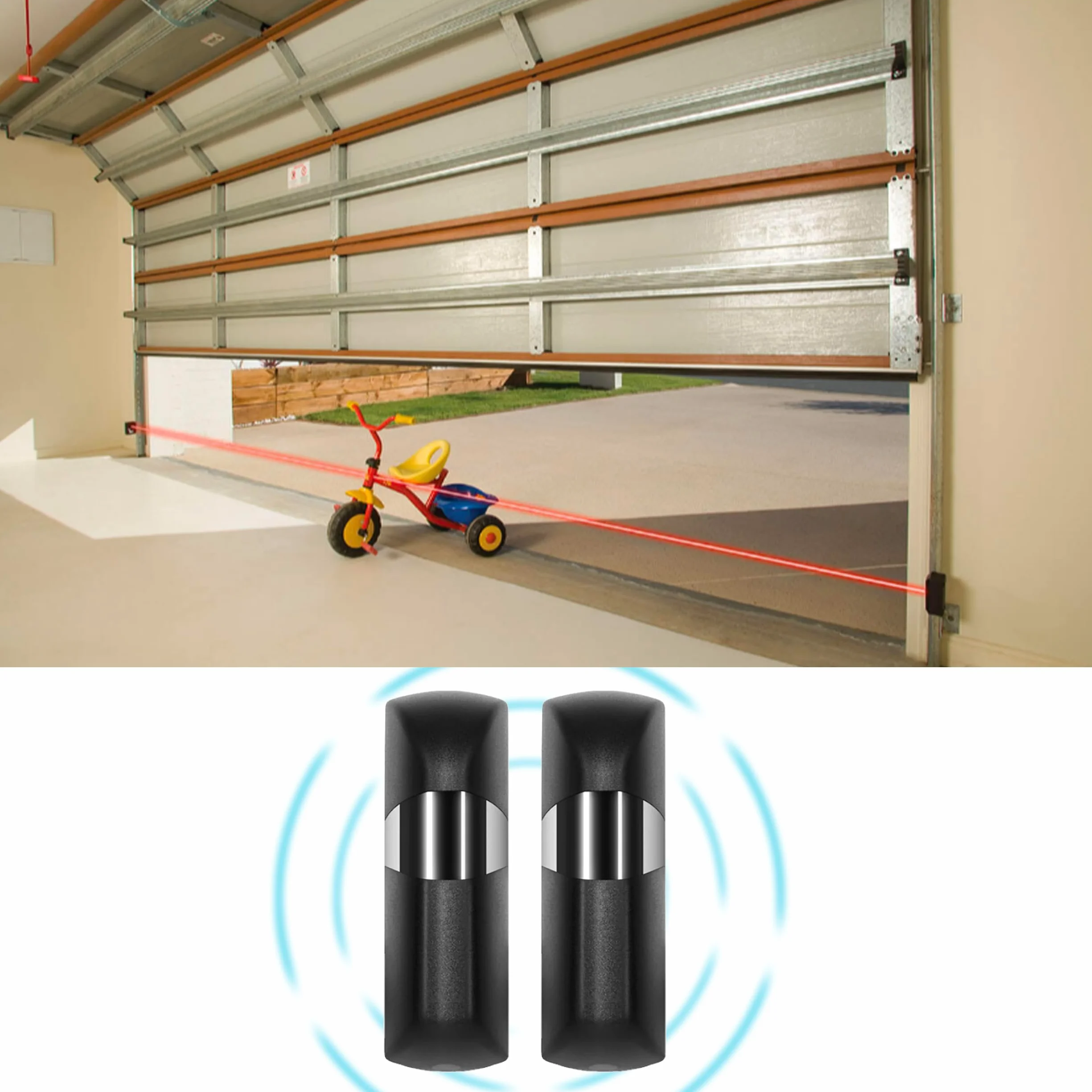 Universal fotokomórki obrotowe o 180° do automatycznych bram garażowych AC/DC 12-24 V, wodoodporna ściana modulowana na podczerwień, ochrona elektromagnetyczna i filtr przeciwsłoneczny