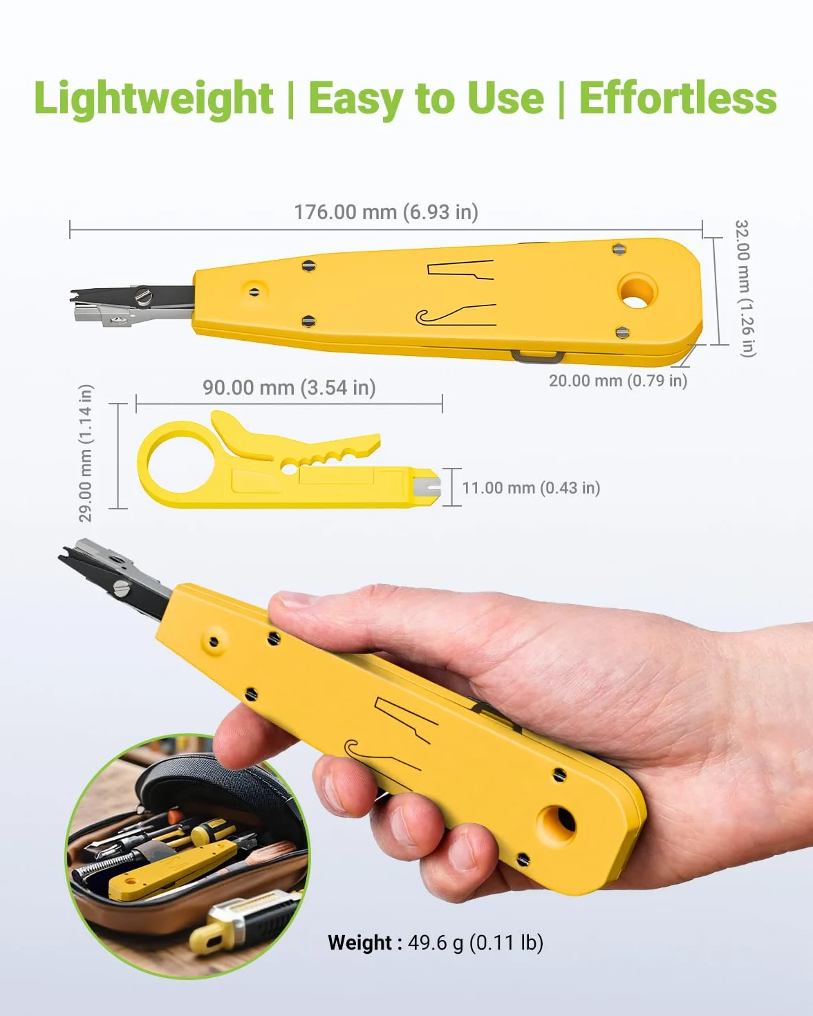 Narzędzie do dziurkowania, narzędzie Ethernet Punchdown Krone do gniazda RJ45 Cat5/Cat6/Ca6A kabel telefoniczny RJ11 profesjonalne narzędzia do wkładania zacisków z hakiem do ściągania izolacji