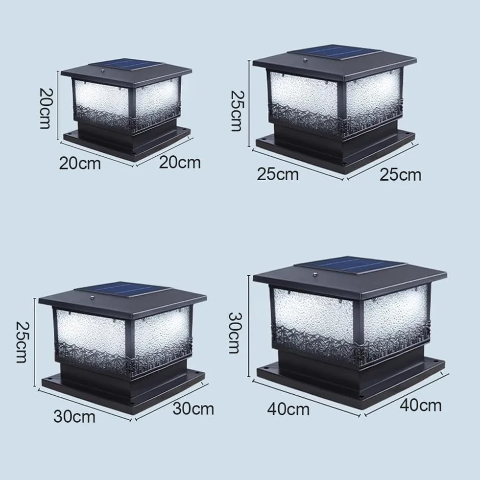 Lampy solarne do słupków ogrodzeniowych ze stali nierdzewnej, solarne lampy solarne do słupków zasilanych energią słoneczną, wodoodporna zewnętrzna latarnia na zewnątrz, dekoracja ogrodu,