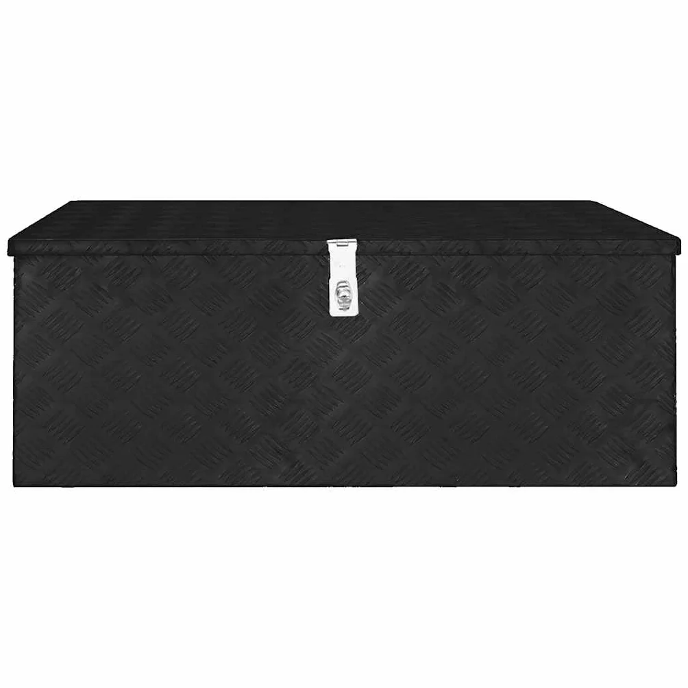 Aluminiowe pudełko do przechowywania, czarne, 100 x 55 x 37 cm, skrzynka narzędziowa do warsztatu, garażu, transportu, z zamknięciem i uchwytem, do porządku na co dzień