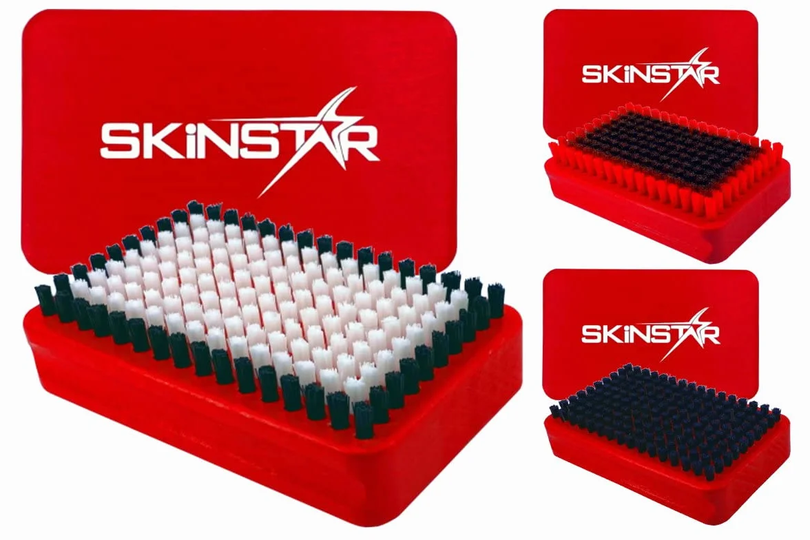 SkinStar 3-częściowy zestaw szczotek do wykładzin narciarskich BaseBrush nylon, włosie różowe i kuper/brąz czerwony