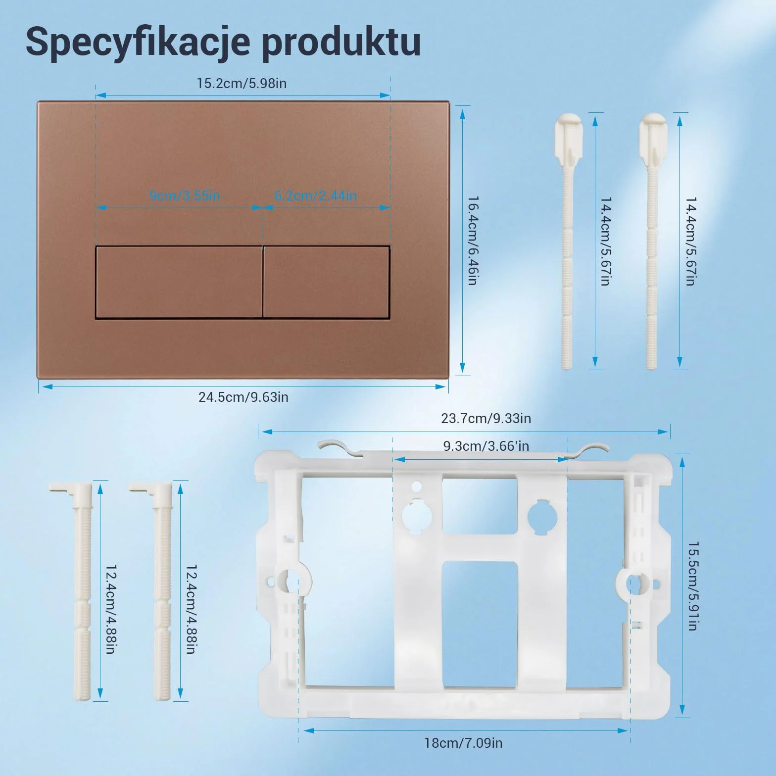 WC Płyta aktywacyjna z zestawem klapy spuszczającej i ramą montażową, kompatybilna z Geberit Sigma, UP300 i UP320, z podwójnym spuszczaniem (Kolor brązu)