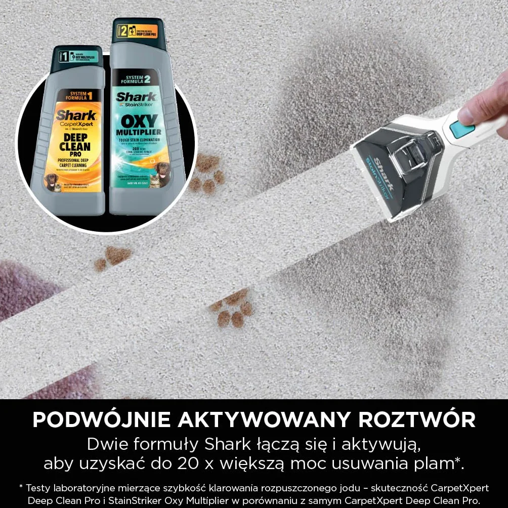 Shark StainStriker odkurzacz do usuwania plam z 5 końcówkami, w tym do sierści, fug i węży, 2 specjalne formuły do plam, zapachów i zabrudzeń, lekki i przenośny, 450W PX200EUT