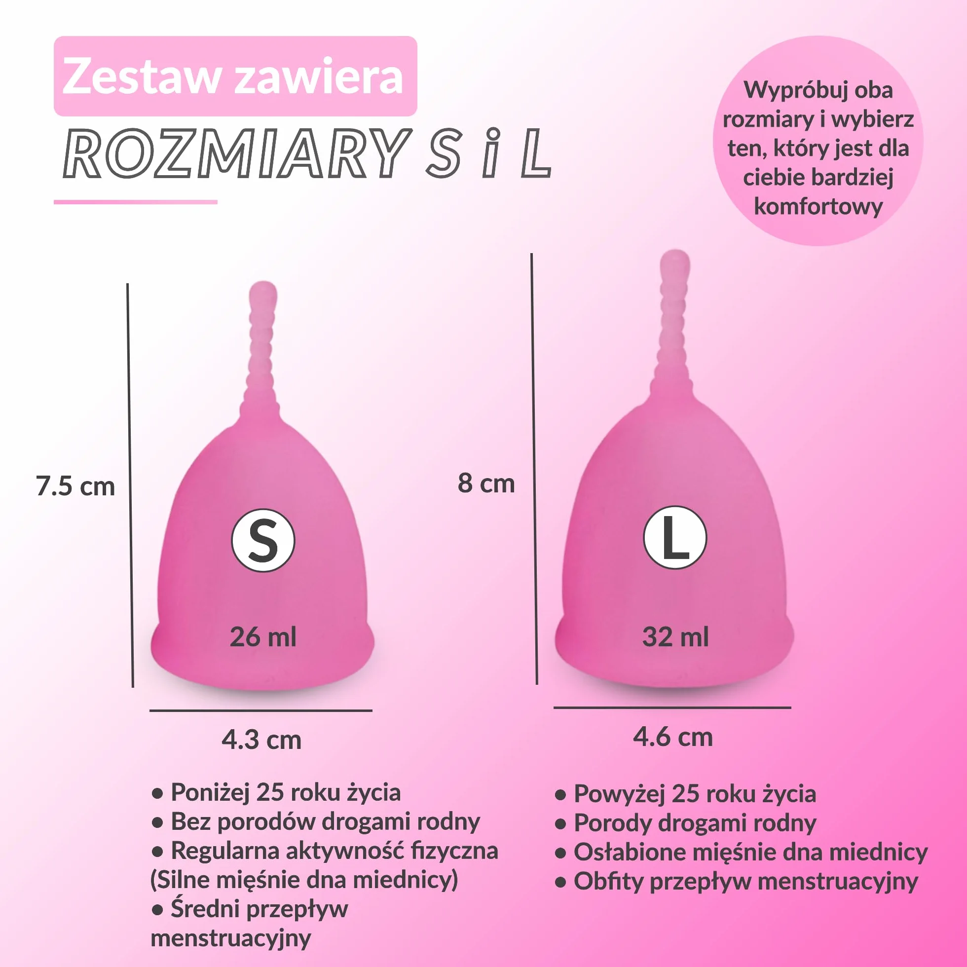 Zestaw 2 Kubeczki Menstruacyjne Rozmiary S i L ze Sterylizatorką
