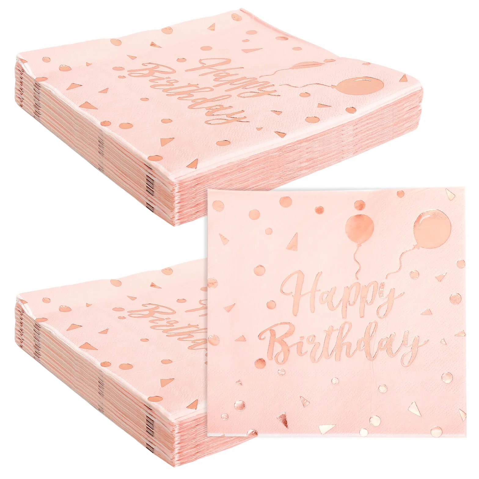 40 sztuk serwetek w kolorze różowym z napisem Happy Birthday, 33 x 33 cm, serwetki urodzinowe dla dzieci, kobiet dekoracja na urodziny, rocznicę, wieczór panieński i inne imprezy