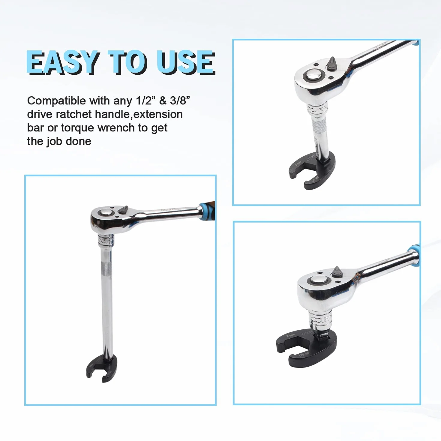 CCLIFE Zestaw kluczy pazurowych 1/2" 3/8", 8-24 mm, 15 szt.