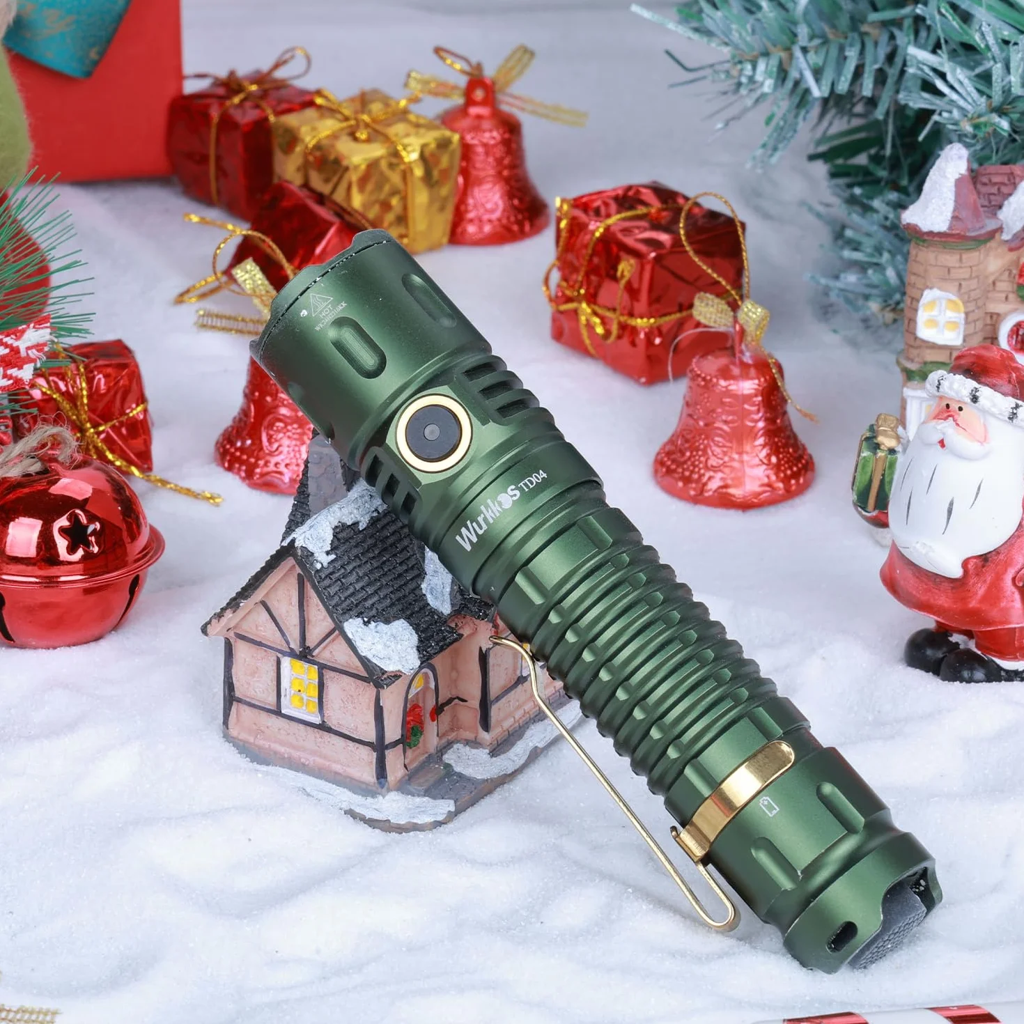 Wurkkos TD04 Latarka taktyczna, latarka ręczna do ładowania, 3000 lumenów, super jasna latarka LED z portem ładowania typu C, przełącznik tylny, na kemping, wędrówki, sytuacje awaryjne, wodoodporność