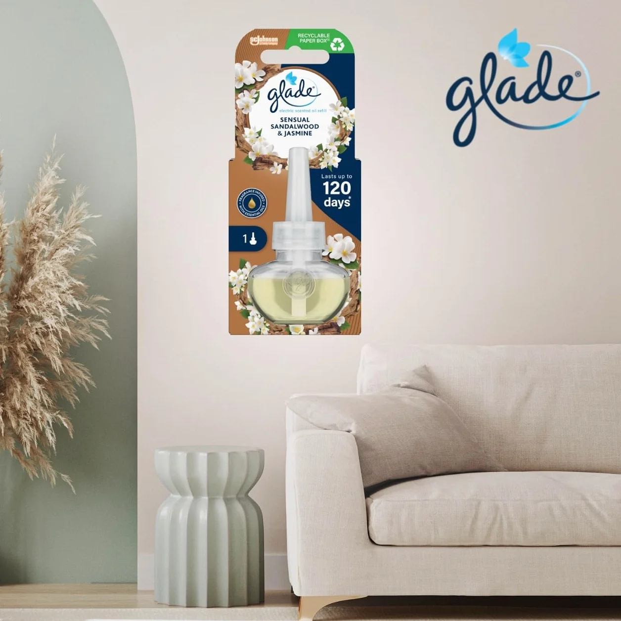 Glade® Wkład do elektrycznego odświeżacza powietrza Electric Scented Oil o zapachu Sensual Sandalwood & Jasmine, zapas 20ml