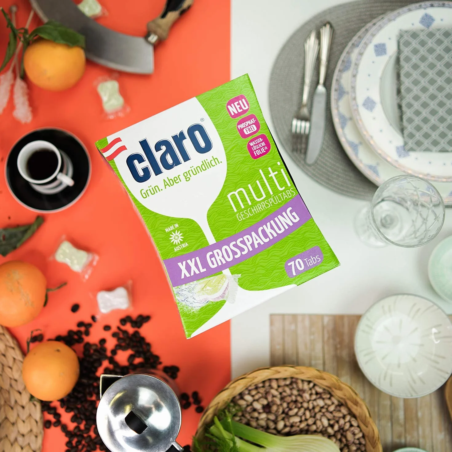 Claro Multi Tabletki do zmywarki - Nie zawierają fosforanów/Biodegradowalne - 70 szt.