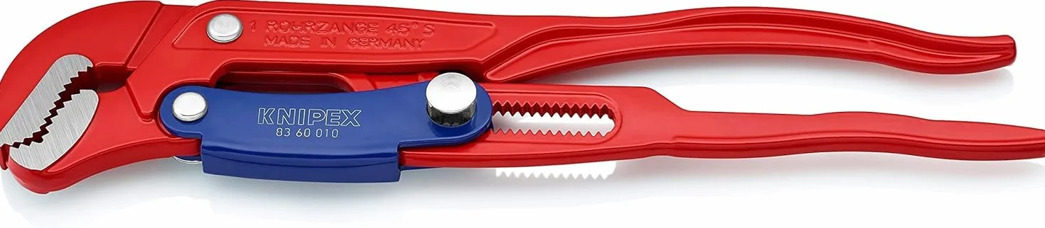 KNIPEX Klucz nastawny do rur ze szczękami typu S z przyciskiem szybkiej regulacji malowane proszkowo, czerwone 330 mm, 83 60 010