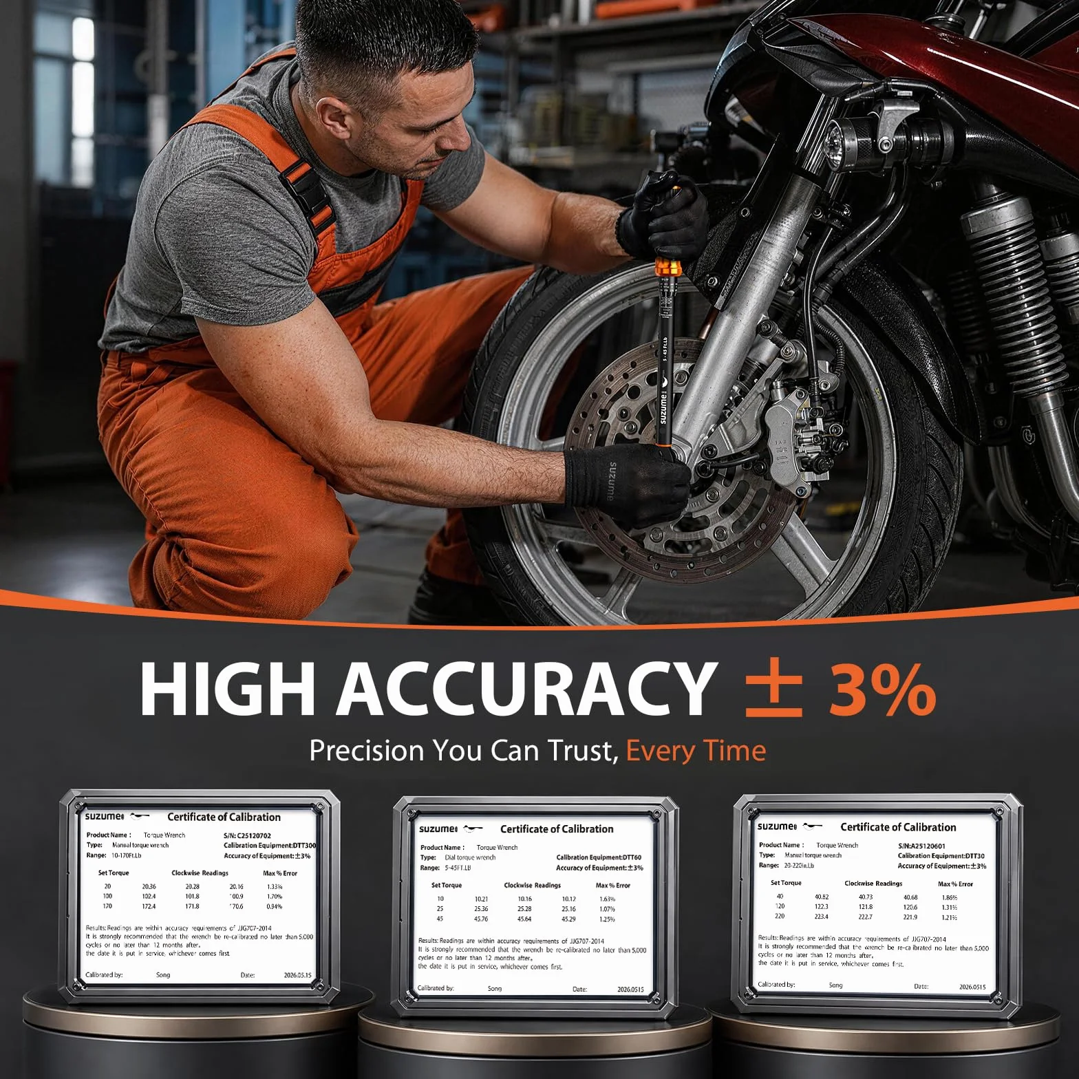 SUZUME Zestaw kluczy dynamometrycznych, 72 zęby, dwukierunkowy, regulowany klucz dynamometryczny, podwójna skala 1/4 i 3/8 i 1/2 cala ± 3% dokładności, klucze dynamometryczne do roweru, motocykla,