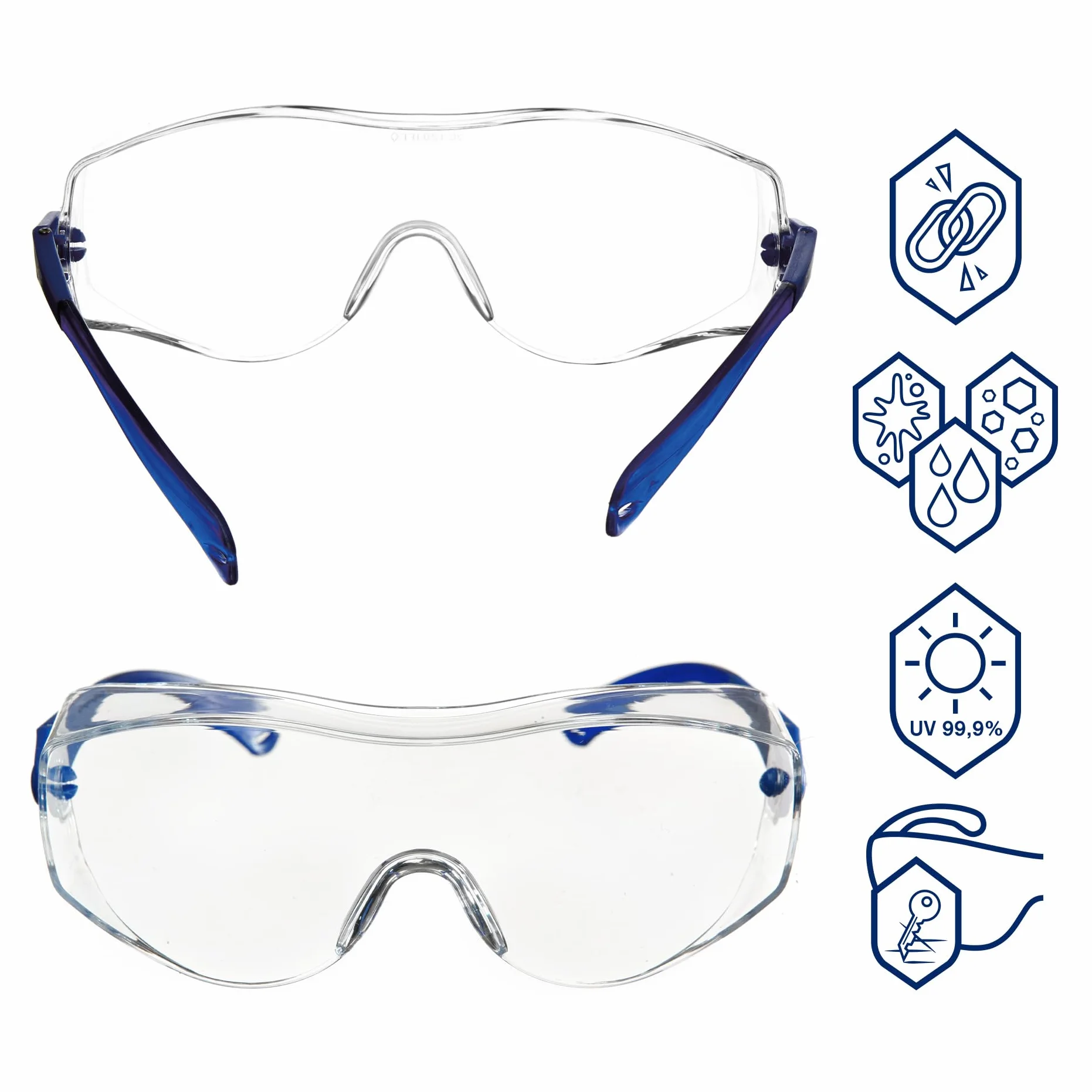 Dräger X-pect 8120 okulary ochronne, regulowane również dla osób noszących okulary, na plac budowy, laboratorium, do warsztatu i jazdy rowerem, lekkie, przezroczyste i odporne na zarysowania, 1 szt.