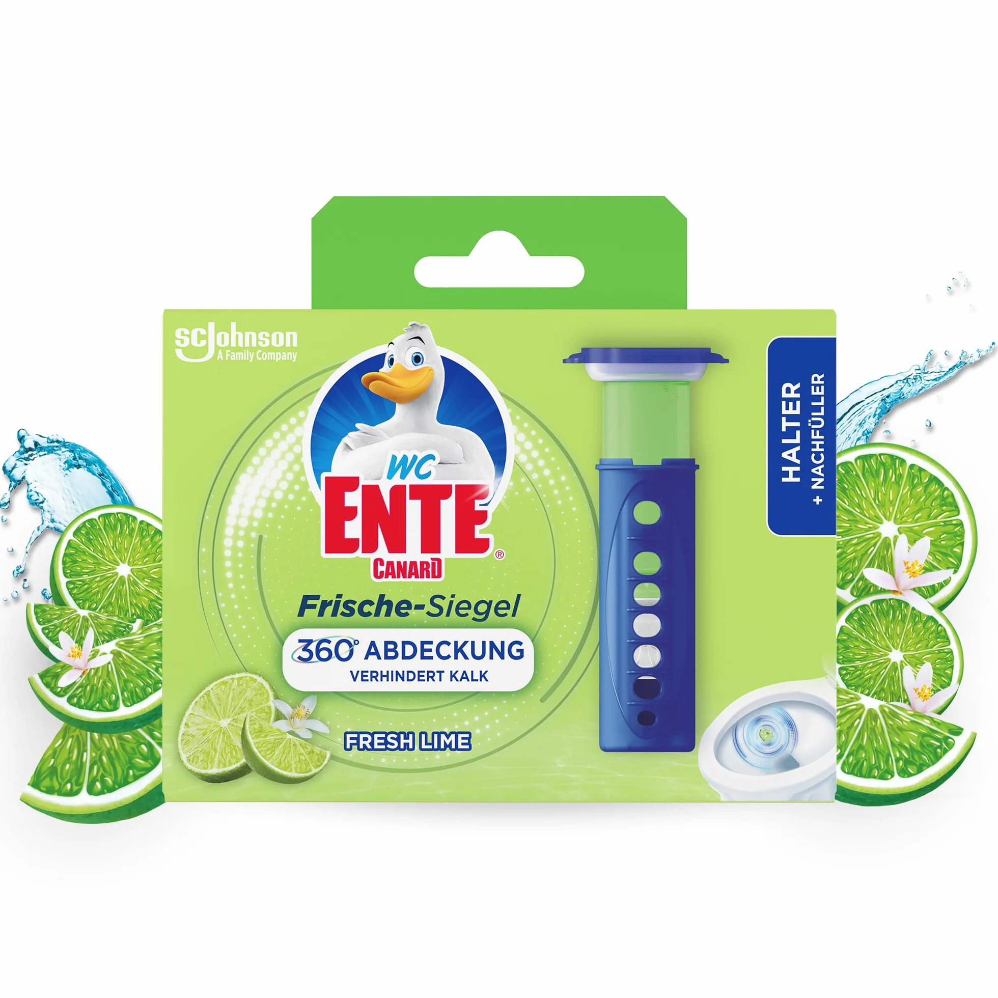WC-Ente Zestaw startowy Frische-Siegel (w zestawie 1 wkład), środek do czyszczenia WC bez koszyka, zapach limonki, 36 ml