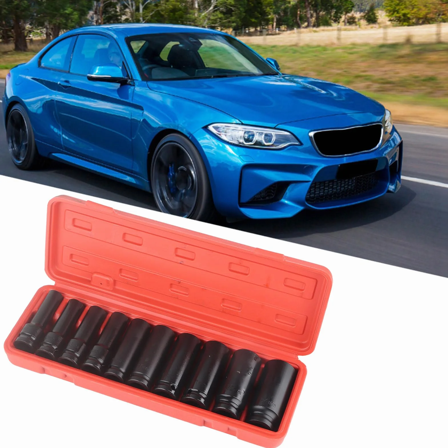 Zestaw Nakrętek do Kluczy Udarowych 1/2 cala 10 sztuk 12,5 mm 10-24 mm