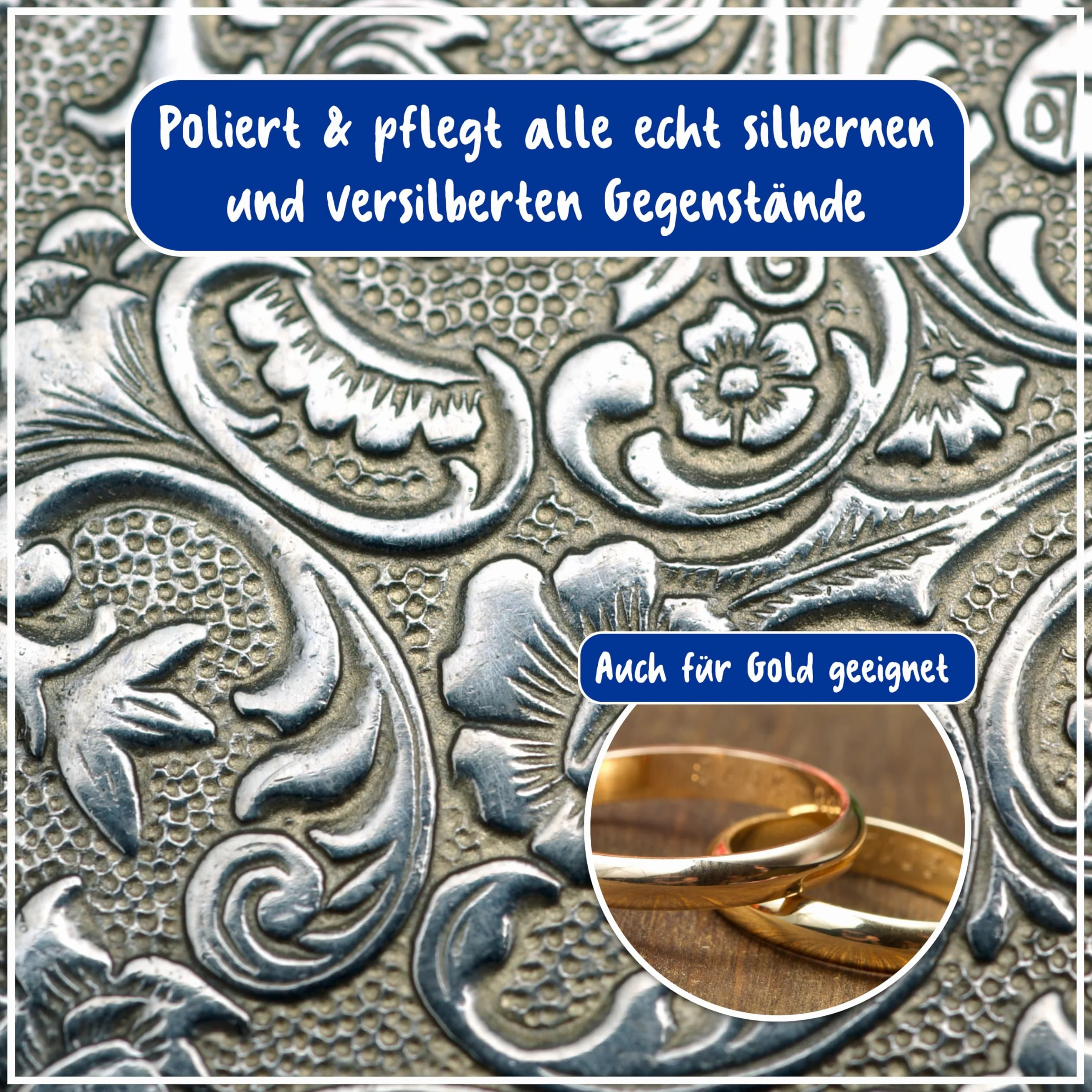 POLIBOY Intensywna pielęgnacja srebra – Delikatny środek polerujący do biżuterii ze srebra – 1x 200 ml – Z gąbką – Produkt niemiecki