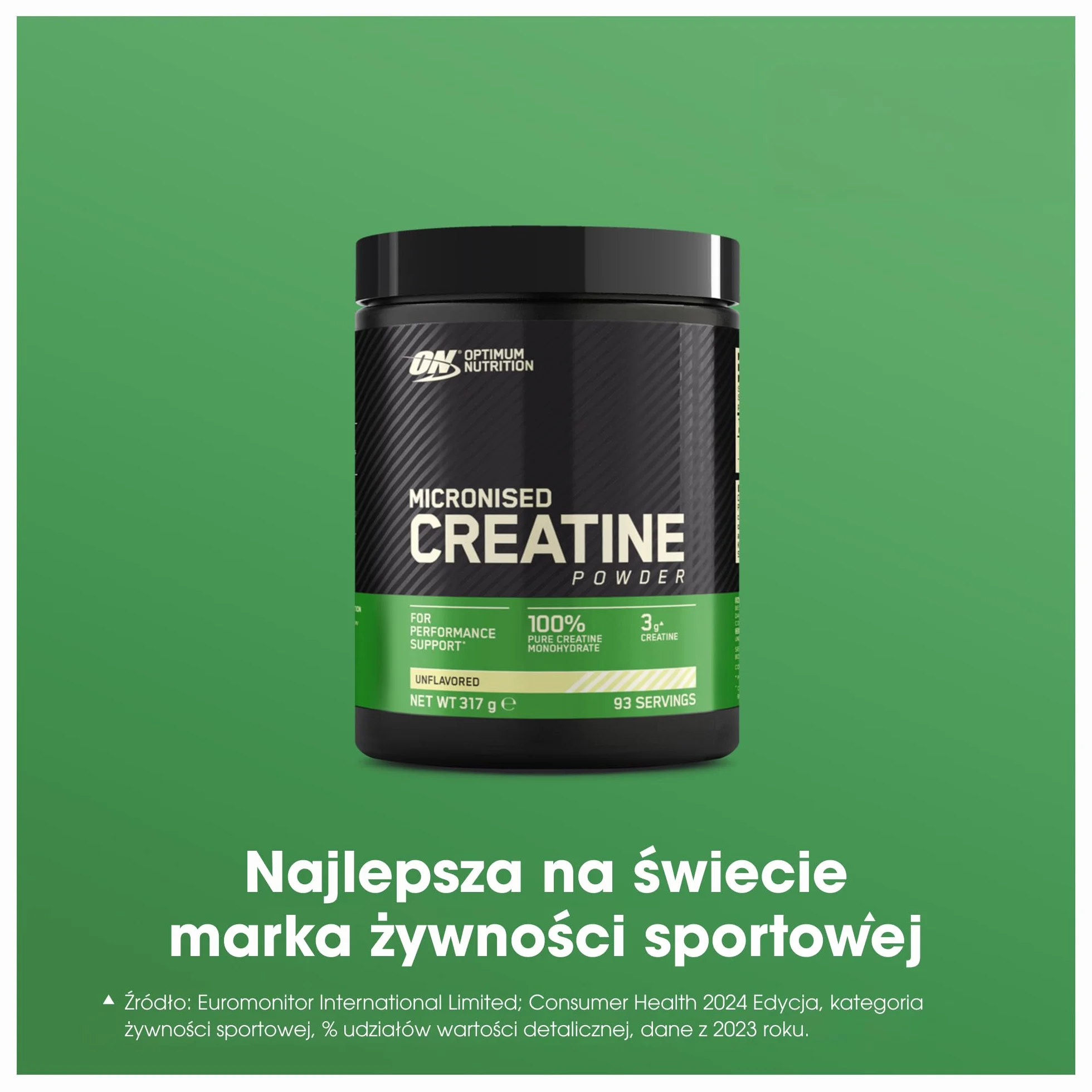 Optimum Nutrition Micronised Creatine Powder, 100% czystego monohydratu kreatyny w proszku dla wydolności i mocy mięśni, Bezsmakowy, 93 porcje, 317 g