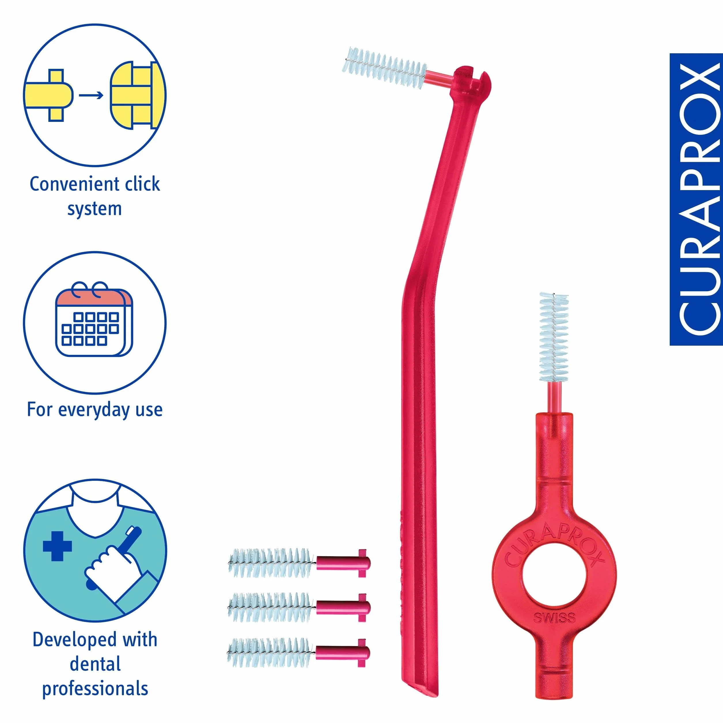 Curaprox Zestaw Szczotek międzyzębowych CPS 405 Perio Start-do większych szczelin i pielęgnacji dziąseł/zawiera 5 szczotek i Podwójne Uchwyty/Cherry Pink/Made in Switzerland