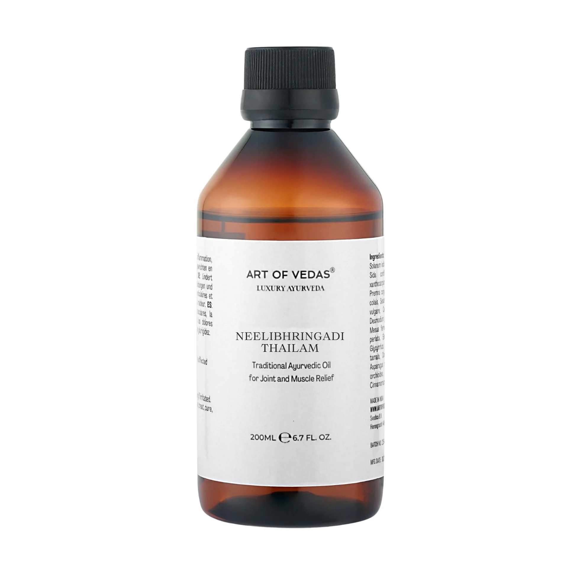 Neelibhringadi Thailam 200 ml – tradycyjny olejek ajurwedyjski do pielęgnacji włosów i masażu skóry głowy, naturalny olejek Neelibhringadi Ayurveda do lśniących i zdrowych włosów, odpowiedni do