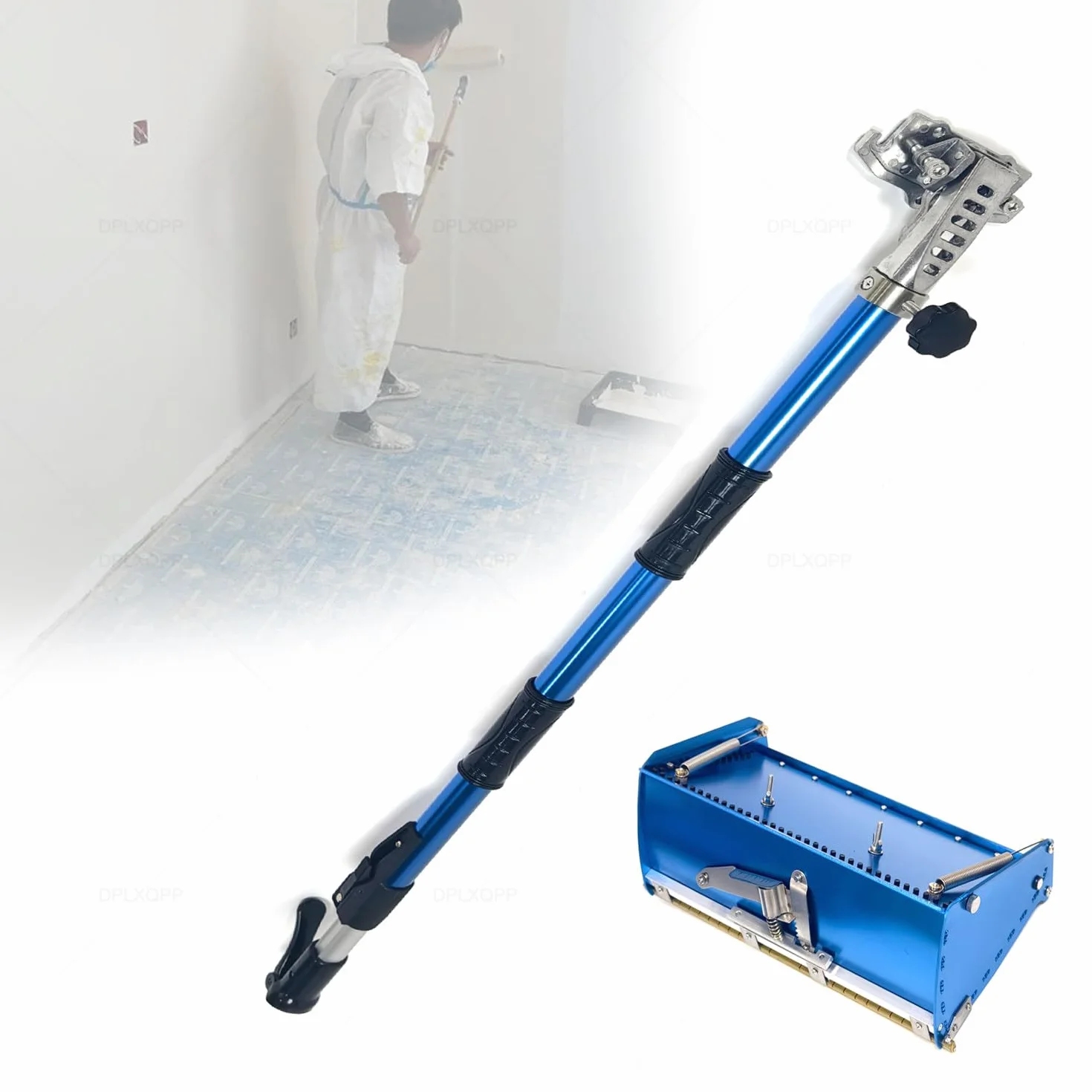 Regulowany zestaw narzędzi do wykańczania płyt kartonowo-gipsowych, pudełko z uchwytem, wysokość 106-165 cm, podwójna sprężyna, szybki montaż do prac z płyt kartonowo-gipsowych