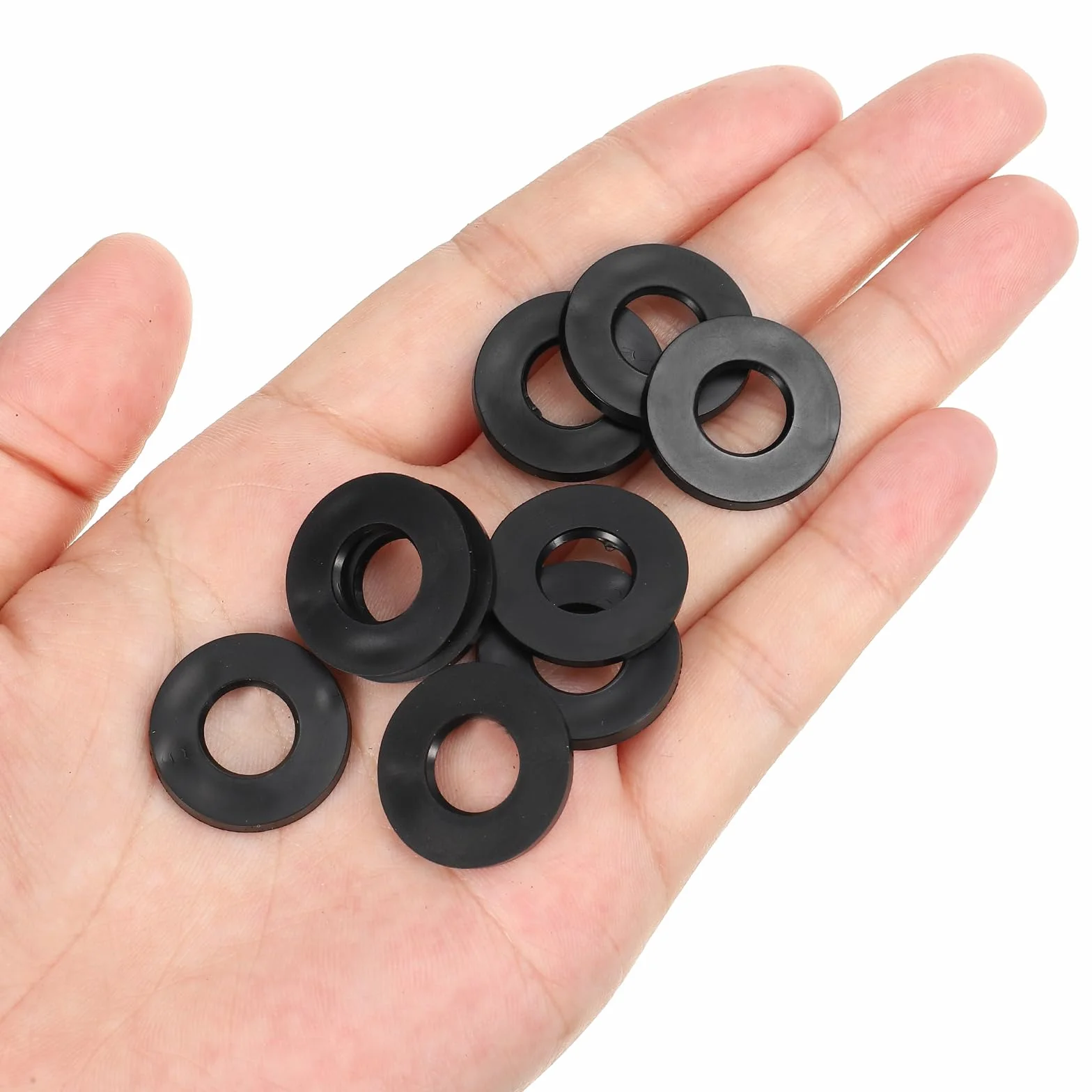 PATIKIL Podkładki gumowe M6, okrągłe, 80 sztuk, 6 mm, średnica 16 mm, średnica 1,5 mm, zestaw gumowych uszczelek do rury kranowej, śruby mocujące, czarne