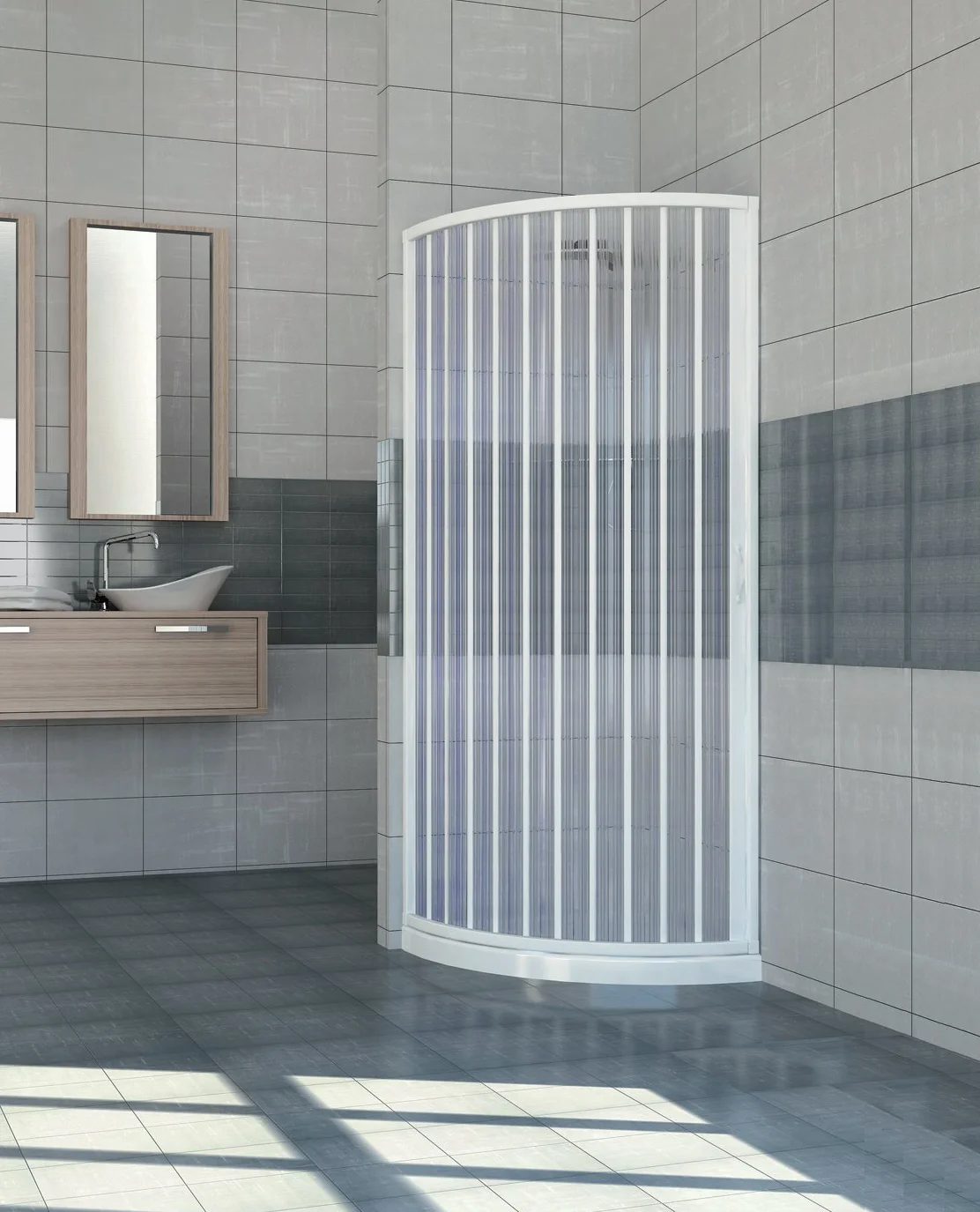 Box Półkolisty prysznic z PVC z mieszkiem 80x80 cm