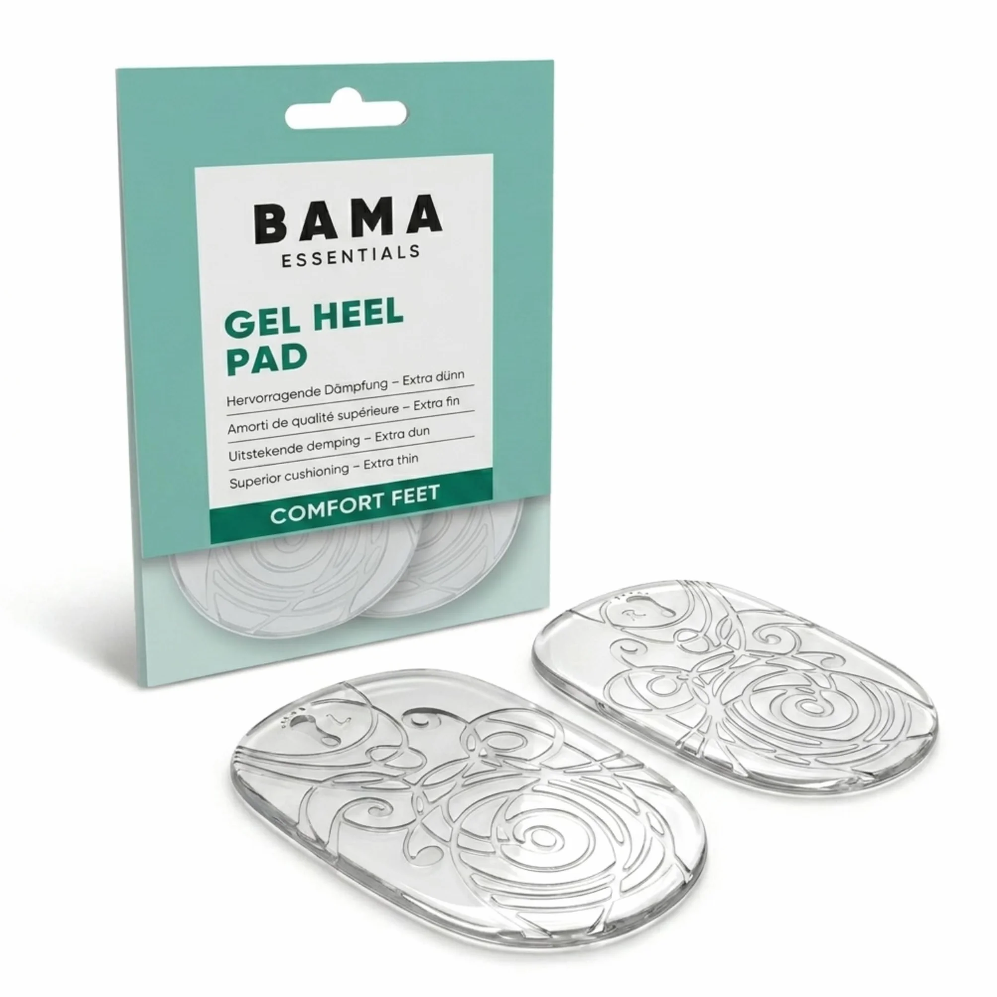 Bama Essentials żelowe podpiętki samoprzylepne przezroczyste z technologią Air Cushion 55 x 85 mm 1 para