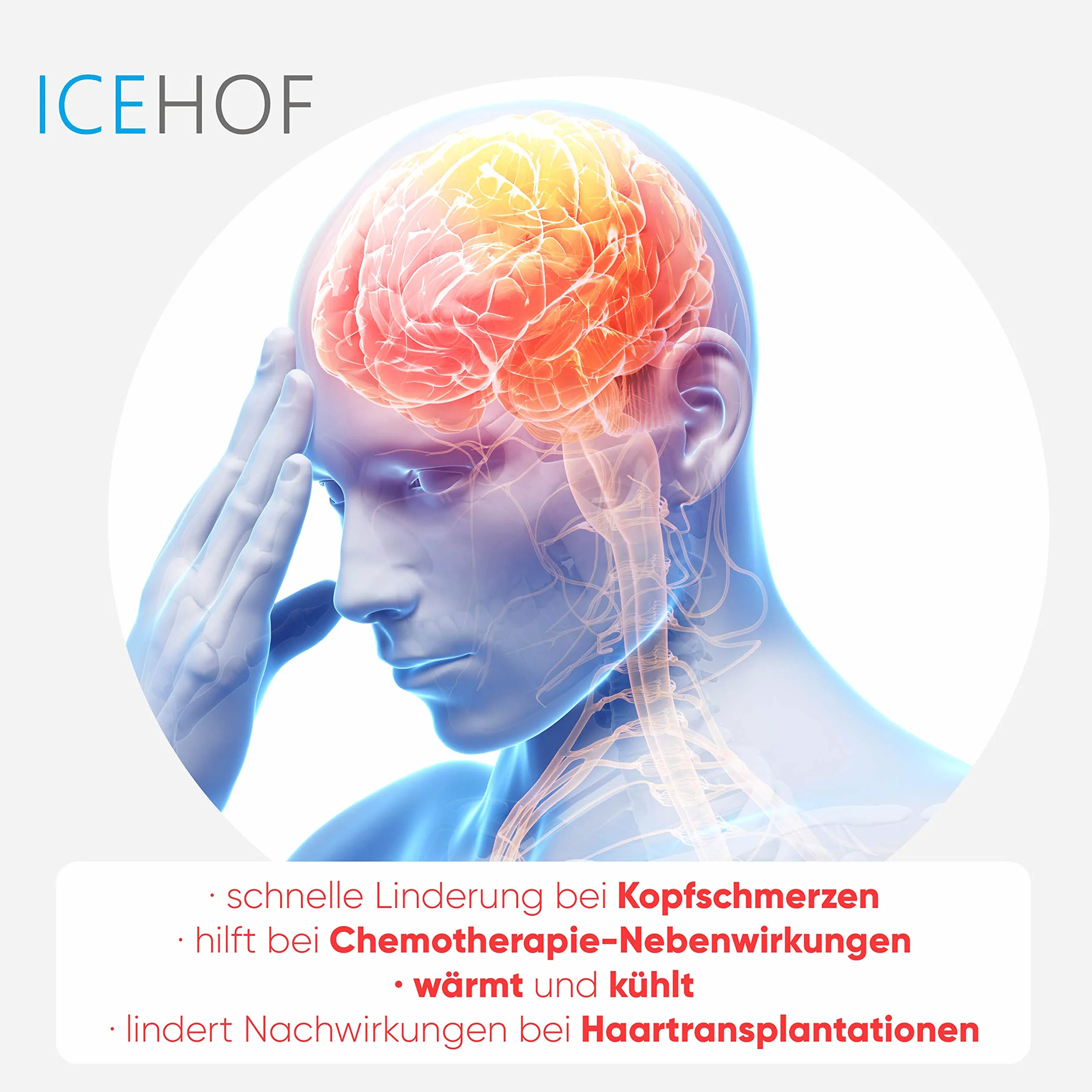 ICEHOF Czapka chłodząca żelowa z 8 wkładami chłodzącymi na chemioterapię migrenę bóle głowy