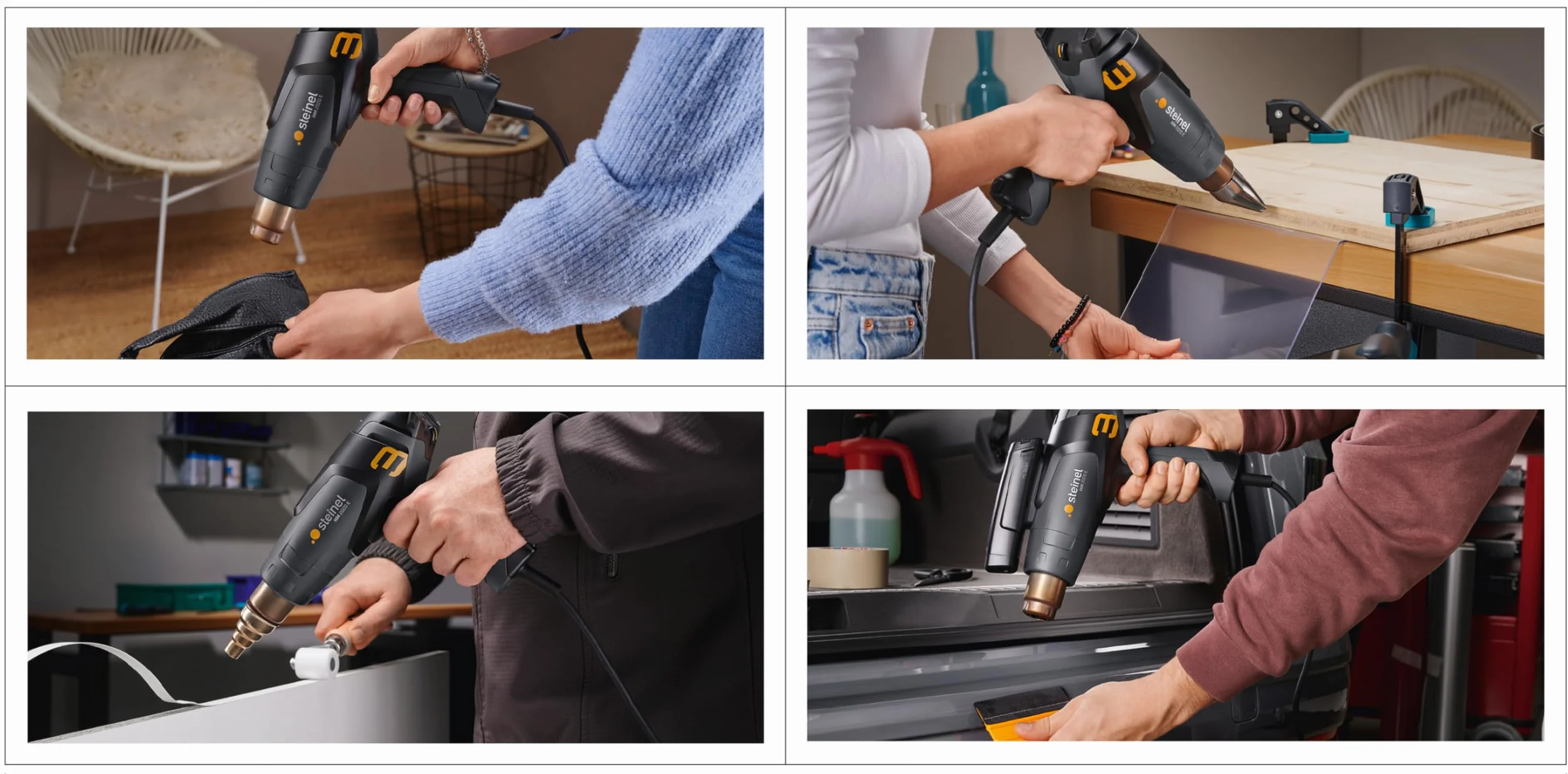 Steinel Pistolet na gorące powietrze HM 2020 E | 2200 W, wyświetlacz LCD, temperatura 80°-630°C, pistolet na gorące powietrze z grzałką ceramiczną, 150-500 l/min.