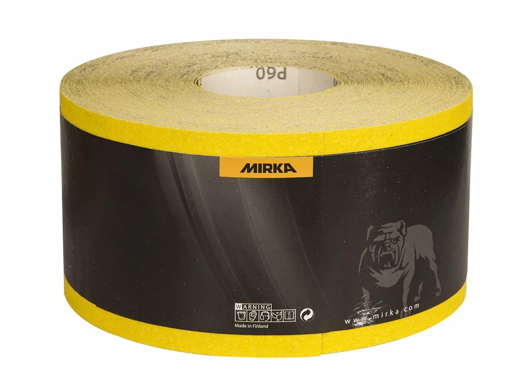 Mirka papier ścierny Yellow 115 mm x 50 m P60 rzep | Papier ścierny Mirka P60 do drewna farb szpachli plastiku 115 mm x 50 m wysoka wydajność i trwałość