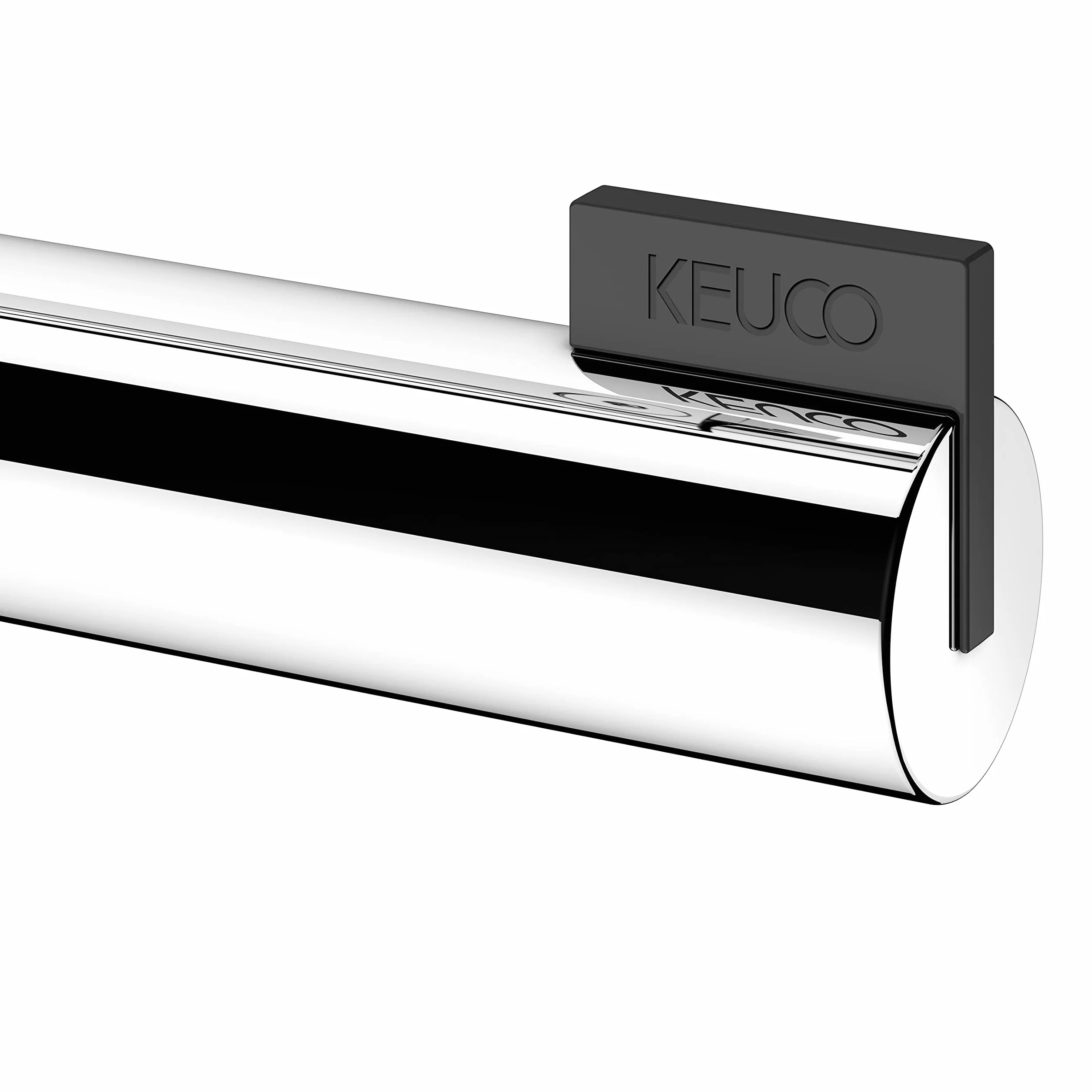 KEUCO REVA Uchwyt na papier toaletowy, kształt otwarty, metal chromowany, Made in Germany, obrotowy, ze śrubami i kołkami, uchwyt na papier toaletowy do wiercenia