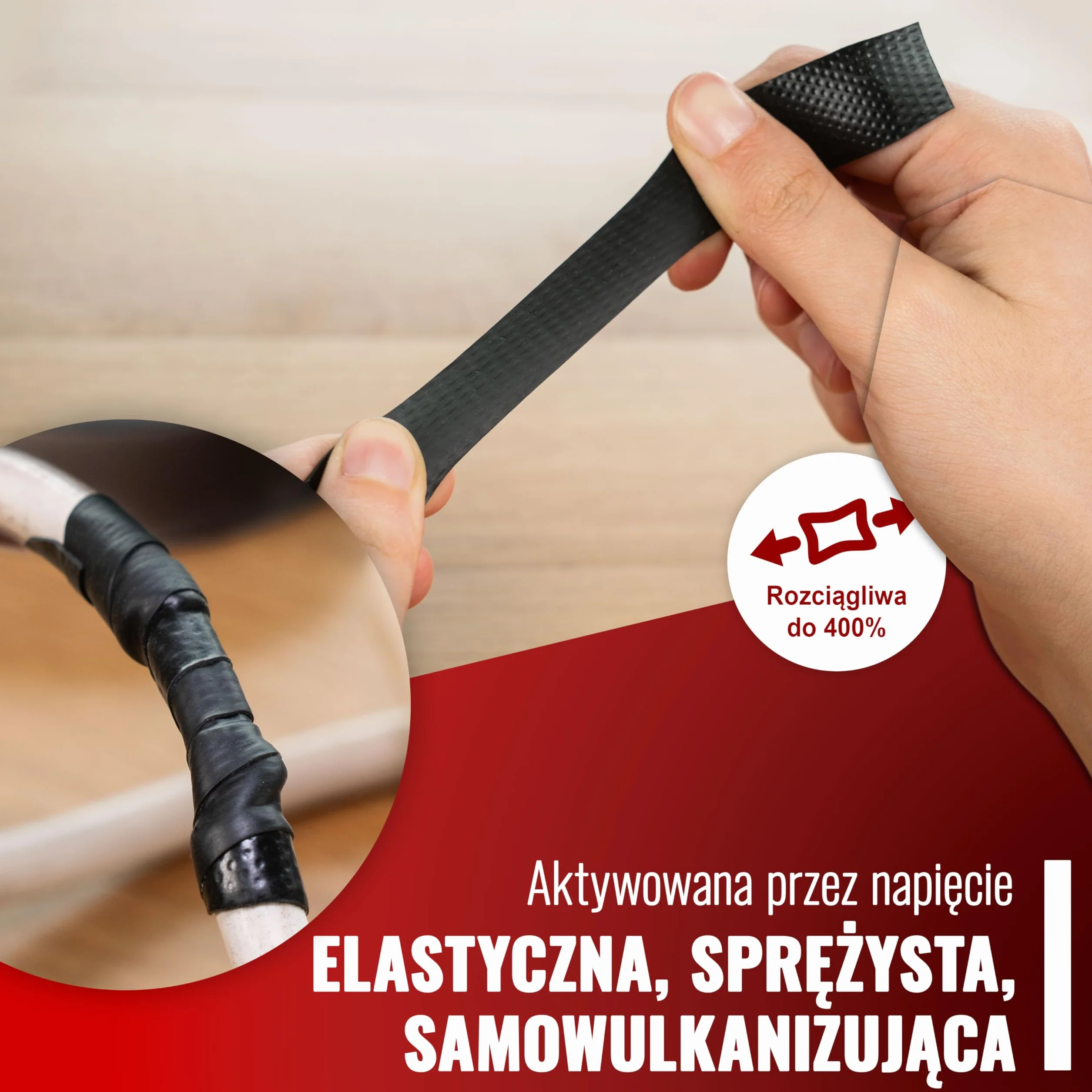 Poppstar samowulkanizująca taśma izolacyjna, uniwersalna, 5m x 19mm x 0,76mm, czarna, 1 rolka