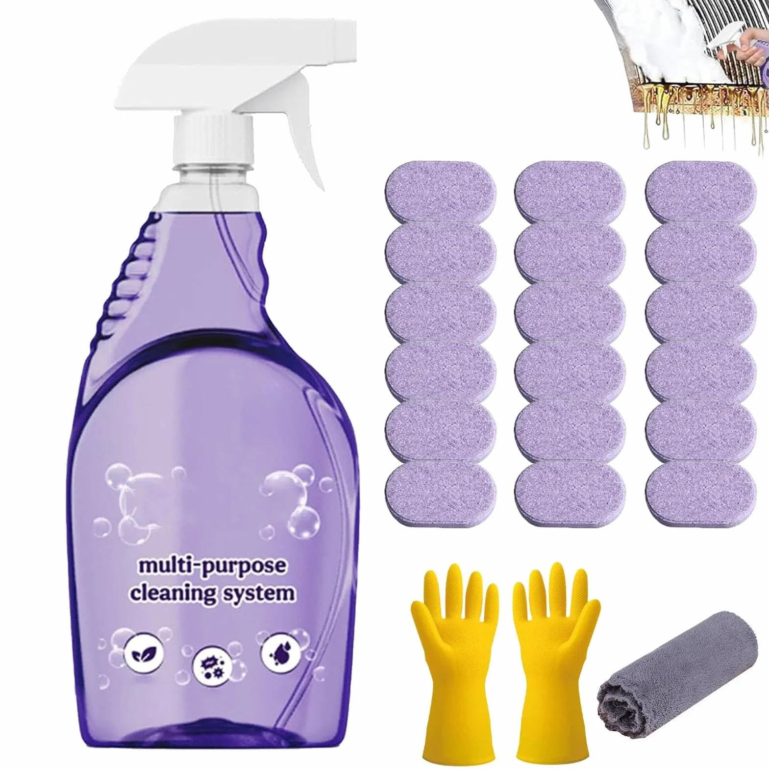 Dr Clean Spray do piekarników, Drclean Spray do piekarnika ze skoncentrowanymi tabletkami czyszczącymi, spraye do natychmiastowego usuwania plam, uniwersalne spraye do czyszczenia domu i na zewnątrz
