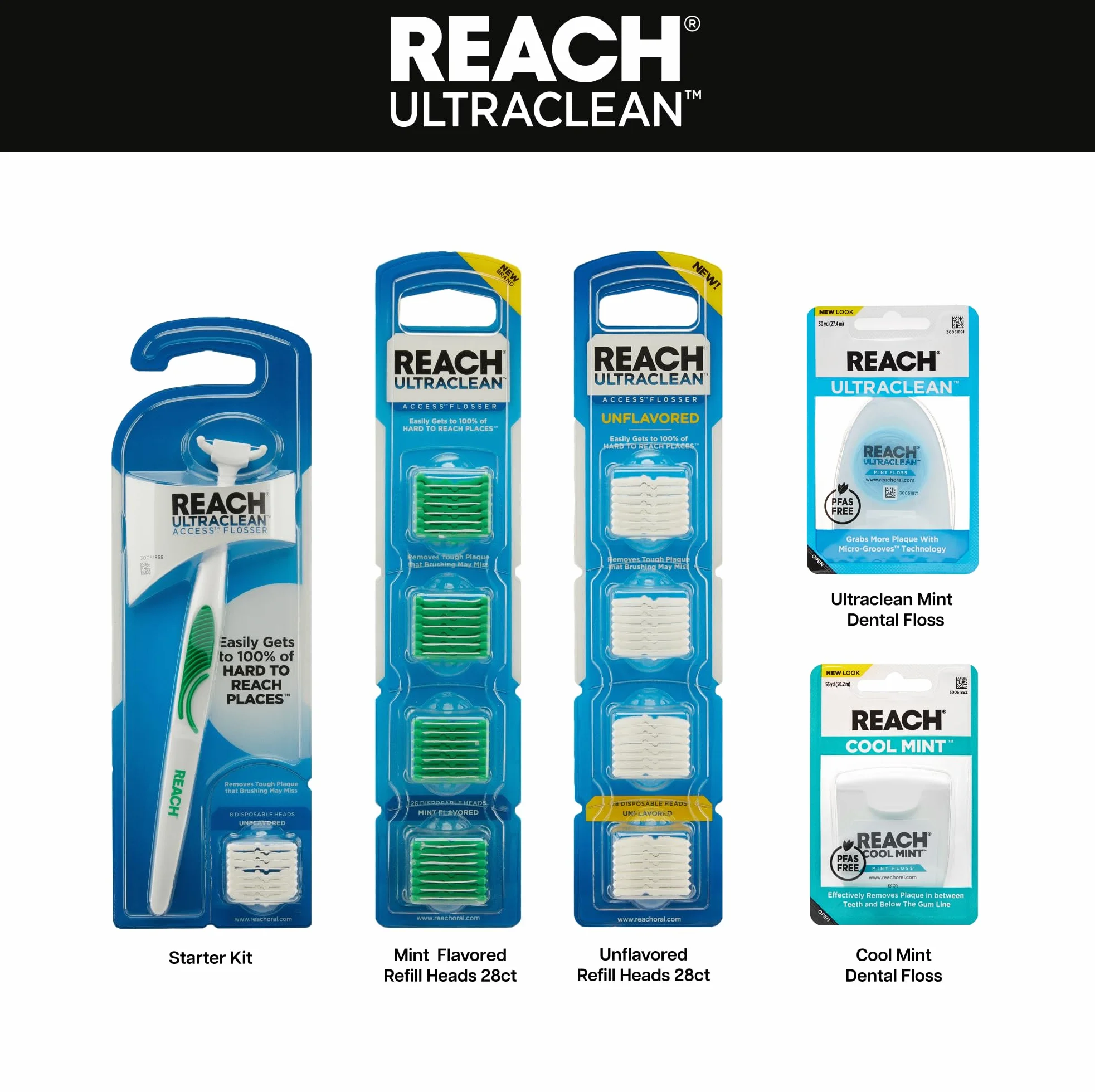 Listerine Ultraclean Access Flosser Heads dla lepszej pielęgnacji jamy ustnej, miętowy, 28 szt