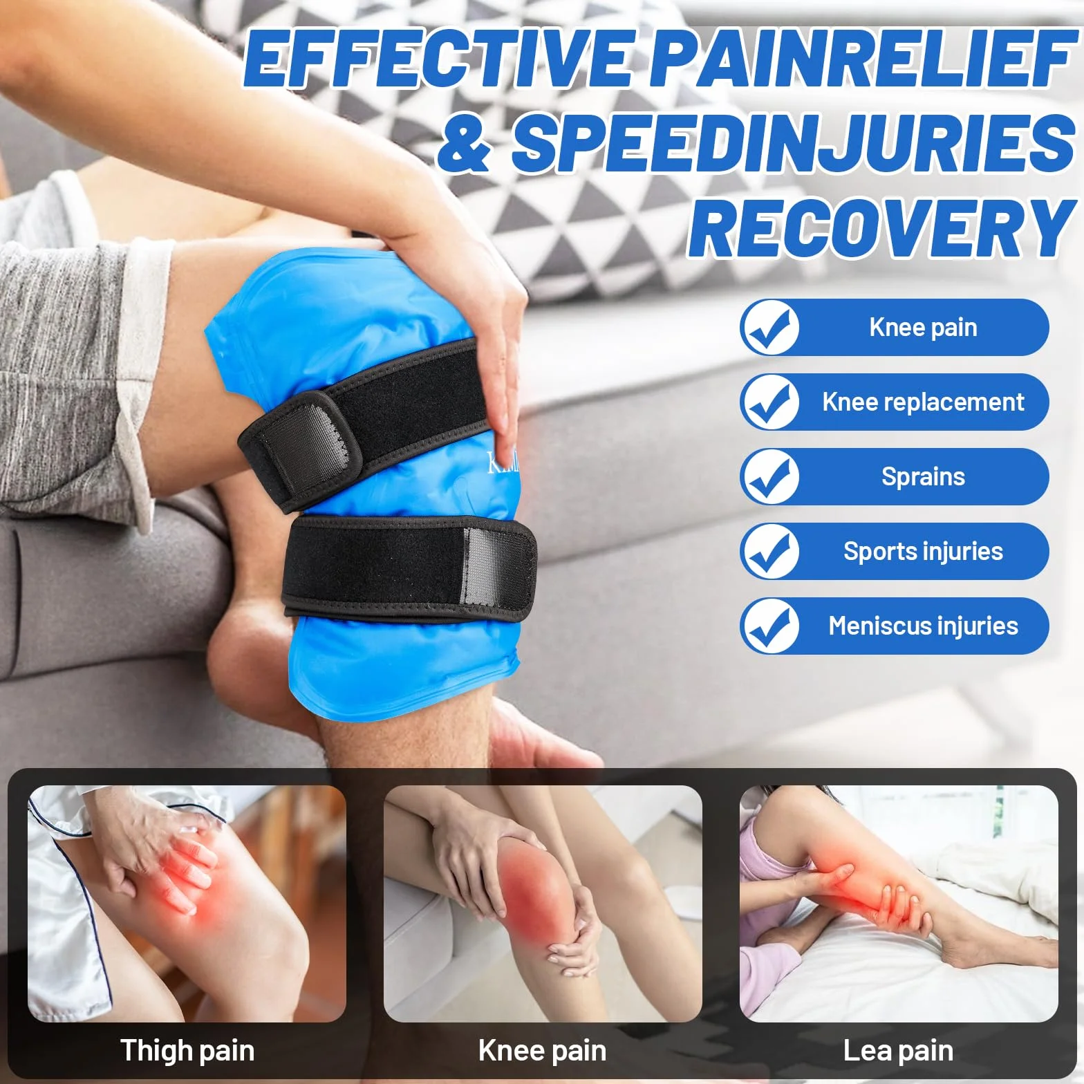 Żelowy Ice Pack do Złagodzenia Bólu Kolana, Wielokrotnego Użytku, Terapia Zimnym i Ciepłym Kompresem
