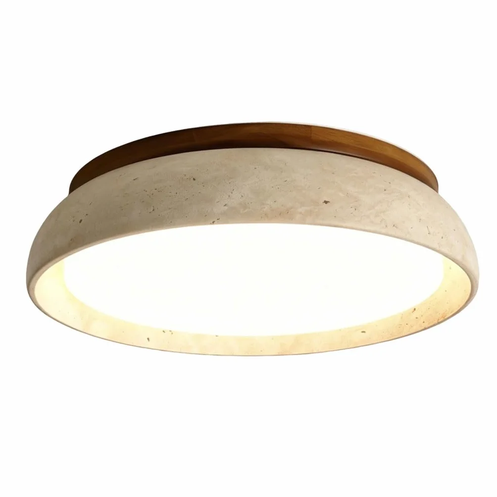 Lampa Sufitowa Wabi-Sabi Naturalny Trawertyn Oświetlenie Sufitowe LED 3 Kolory Regulowane Oprawa Sufitowa Nowoczesna Kształt Miski Do Sypialni Salonu Jadalni Lampa Korytarzowa(43cm)