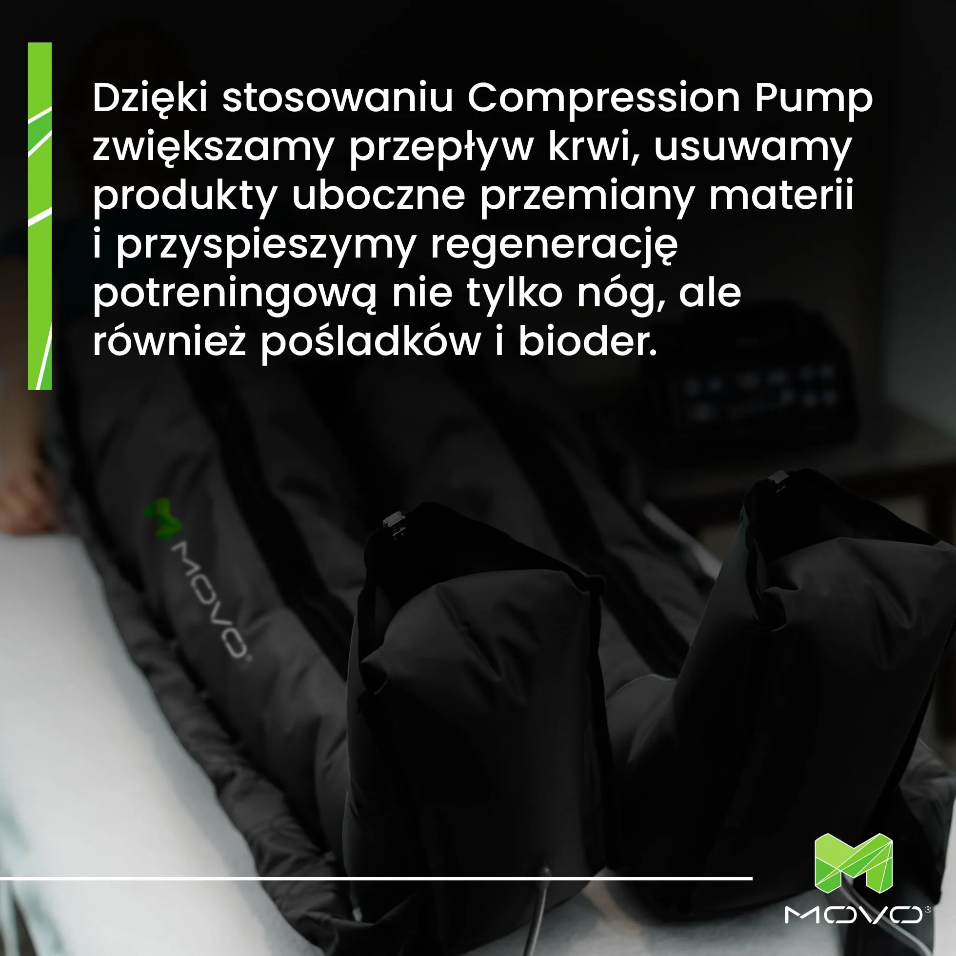 MOVO COMPRESSION PUMP PREMIUM 6 - SPODNIE - sześciokomorowe urządzenie do regeneracji ze spodniami kompresyjnymi i 8 programami masażu