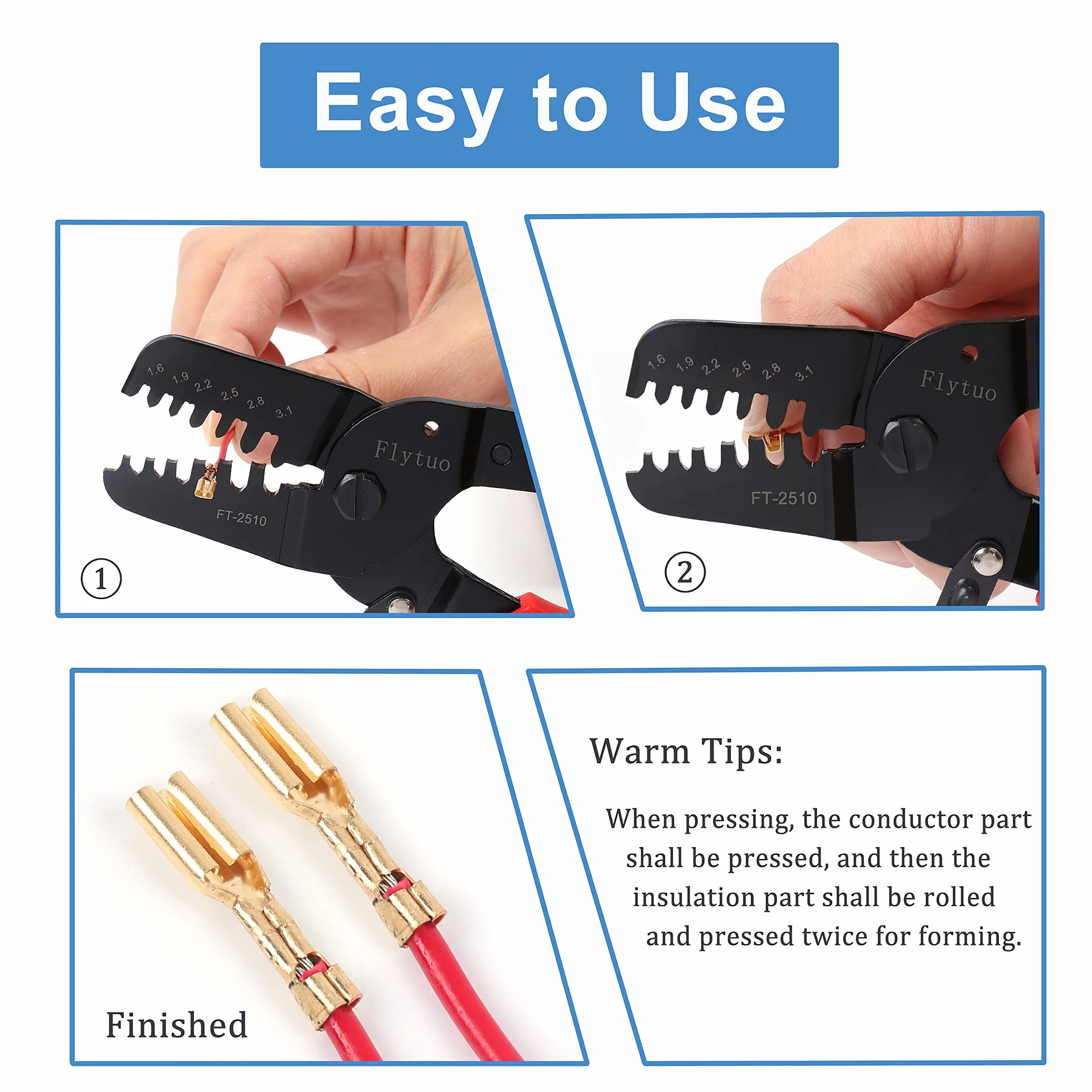 Zaciskarka JST i Micro Molex Crimper działa dla zacisków JAM, Molex, Tyco, JST i złączy do AWG24-12