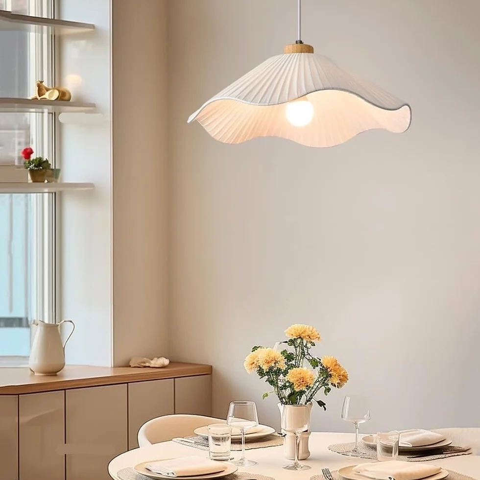 Nordic nowoczesny kwiat lampa wisząca z plisowaną tkaniną klosz wiejski sufitowa lampa wisząca francuski wiejski żyrandol do jadalni wyspa kuchenna