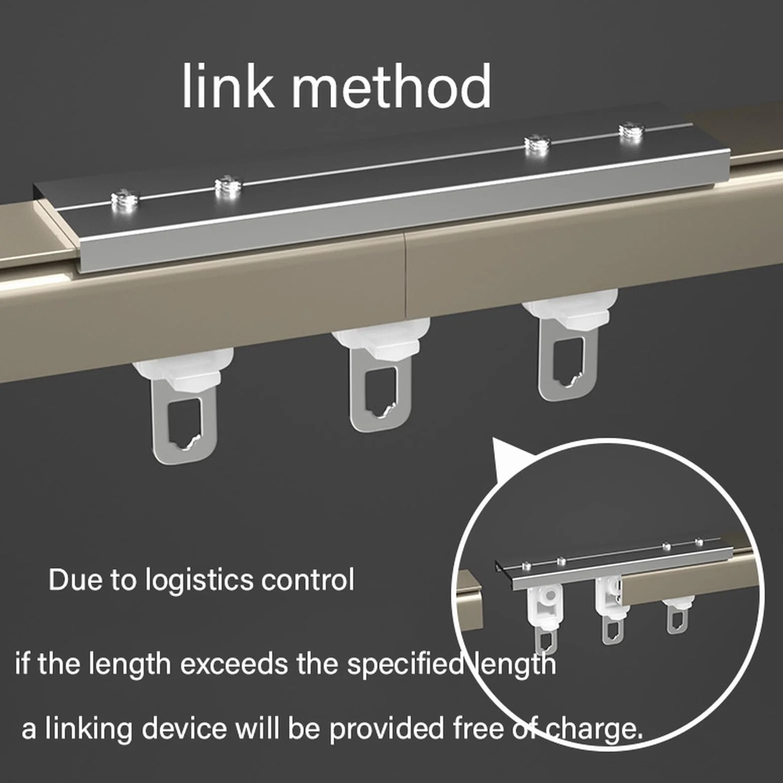 Regulowany system szyn aluminiowych 50–400 cm, do montażu na suficie i ścianie do zaciemnienia i przegrody pokoju, ciche prowadnice ślizgowe, 550 cm, czarne