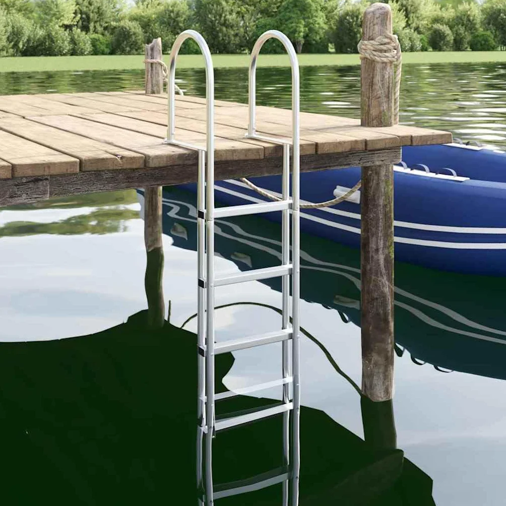 vidaXL Drabinka dokowa 4-stopniowa Srebrny 45 ×11,5 ×162 cm Aluminium