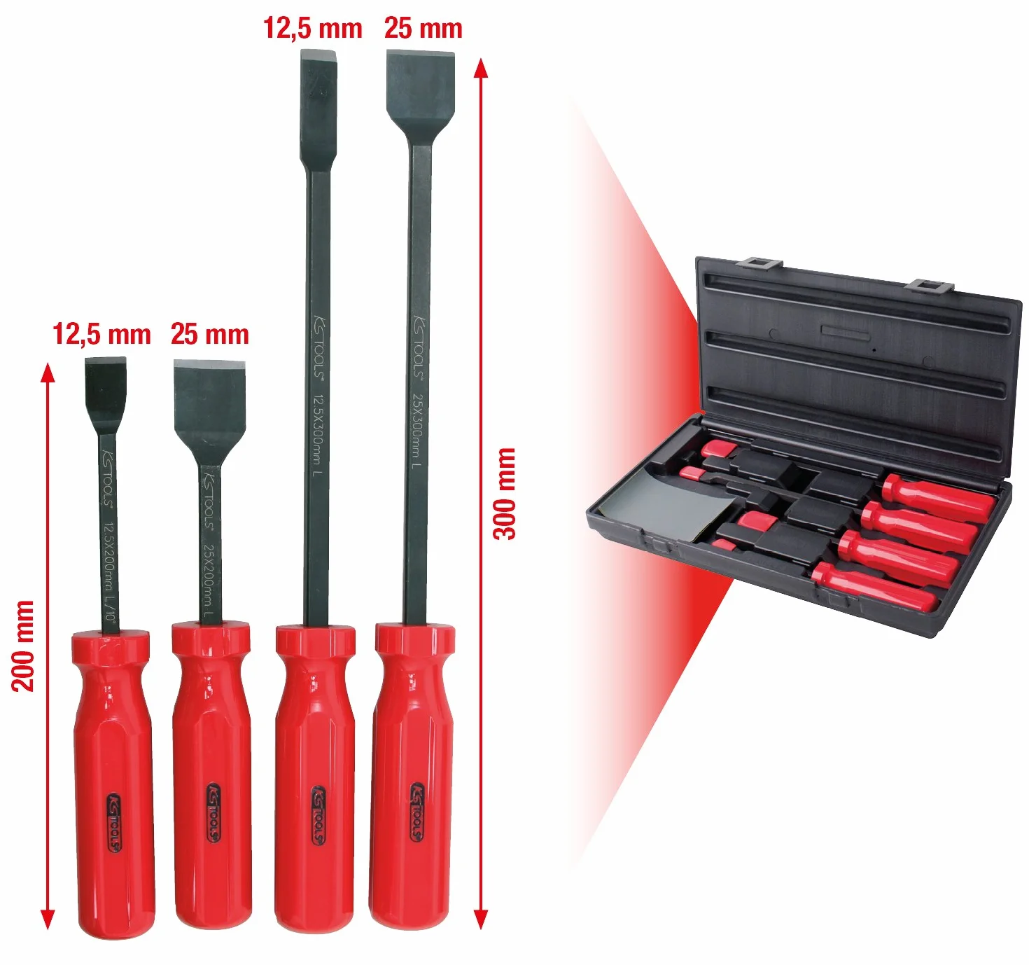 KS Tools 907.2230 Zestaw skrobaków do fug, 4-szt