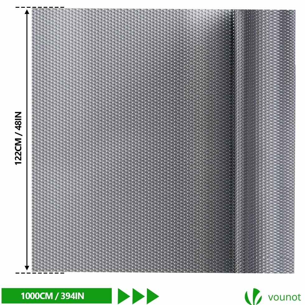 VOUNOT Izolacja termiczna z folii aluminiowanej z bąbelkami dwustronnie 3 mm odporna do reflektora chłodnicy ciepła i ochrony przed zimnem, idealna do okna, samochodu, chłodnicy 1,22 x 10M