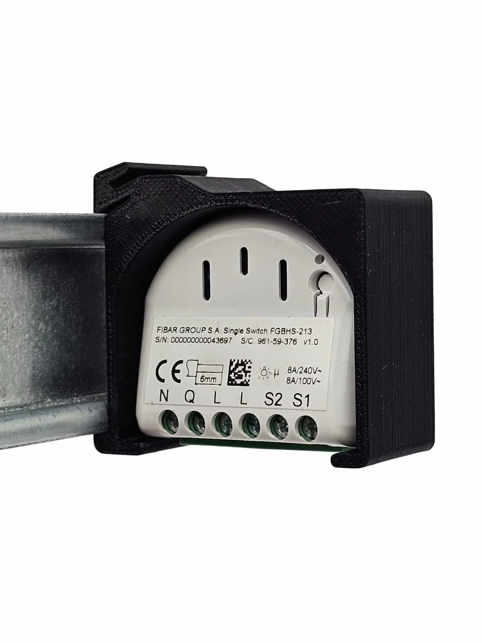 Uchwyt na szynę montażową pasuje do FIBARO Single Switch 1 - różne warianty (czarny, 90°)