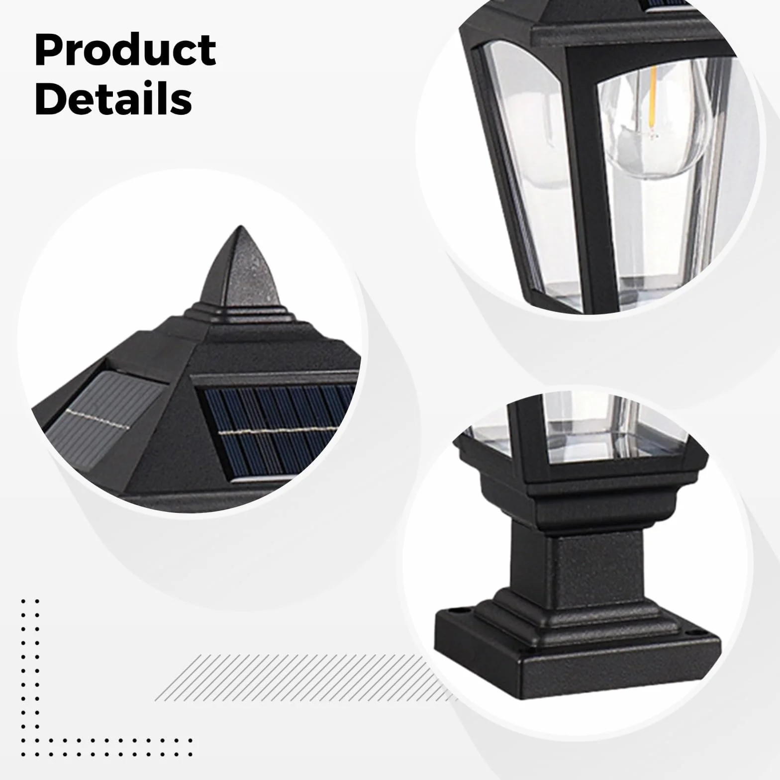 Solarne lampy słupkowe, 2 szt., 30 cm, 3000 K, ciepłe światło, bez okablowania, solarne lampy ogrodowe z podstawą montażową na molo do użytku na zewnątrz