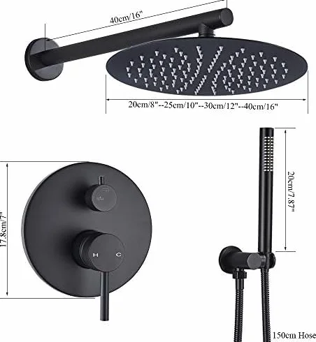 Matowa Czarna Bateria Natryskowa Conceabrass Bateria Natryskowa Jednouchwytowa Bateria Natryskowa Do Łazienki Z Ciepła Zimną Wodązestaw Natryskowyzestaw Natryskowy,10 Inch Shower Set
