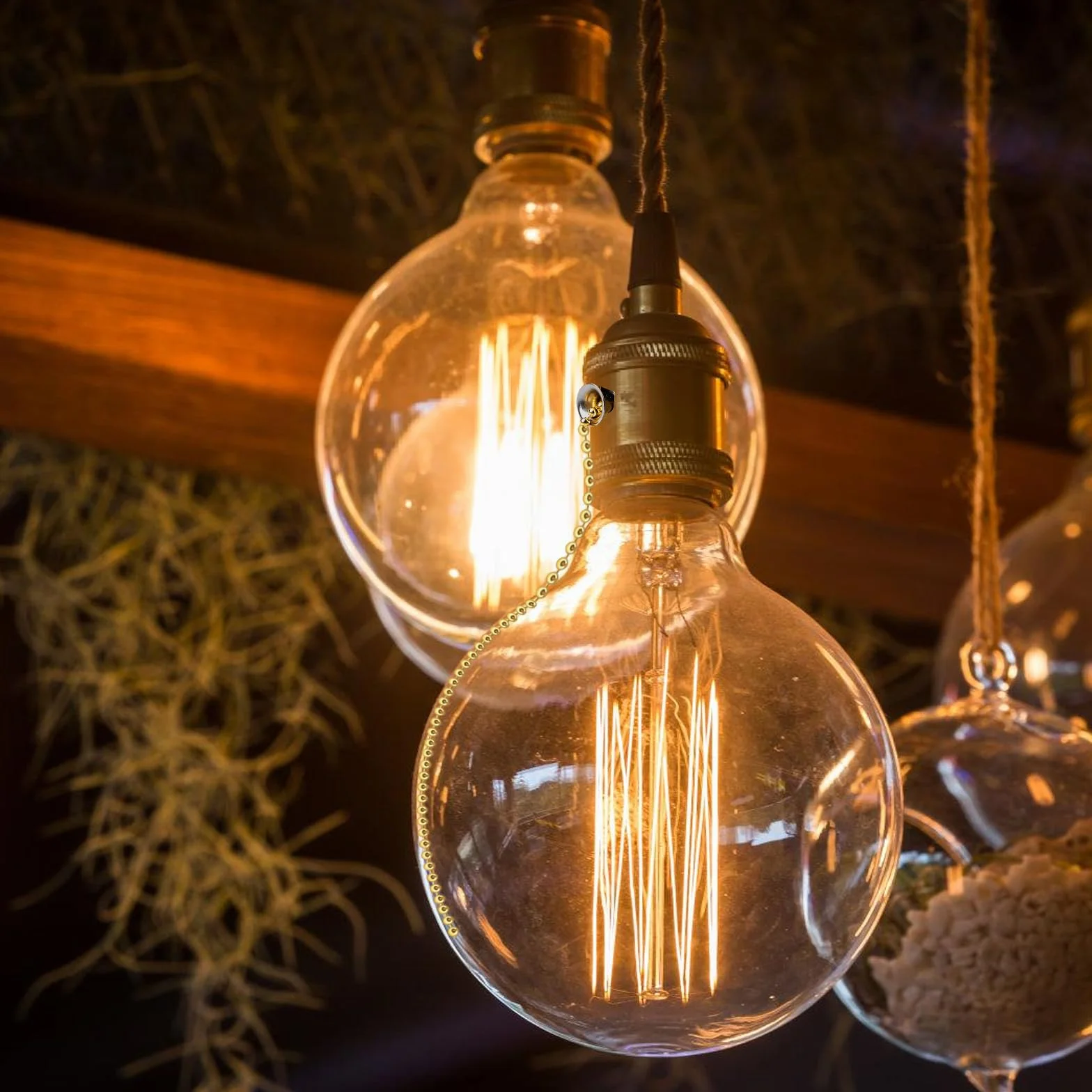 GOMETY Oprawa lampy E27 w stylu vintage z przełącznikiem łańcucha, miedziana oprawa lampy z łańcuchem ciągnącym, na biurko, uchwyt na lampę, podstawa śrubowa, do samodzielnego montażu