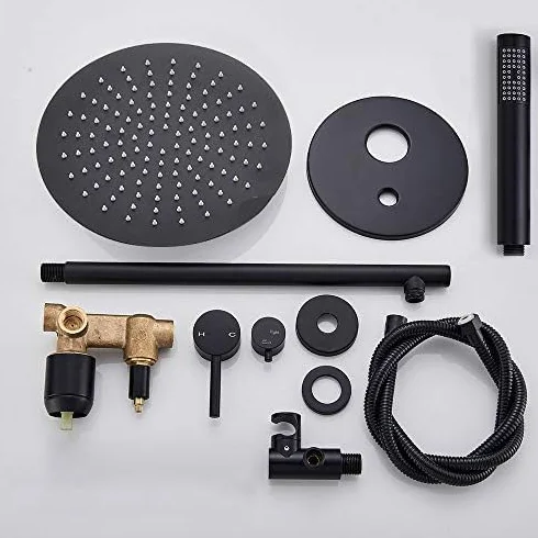 Matowa Czarna Bateria Natryskowa Conceabrass Bateria Natryskowa Jednouchwytowa Bateria Natryskowa Do Łazienki Z Ciepła Zimną Wodązestaw Natryskowyzestaw Natryskowy,10 Inch Shower Set